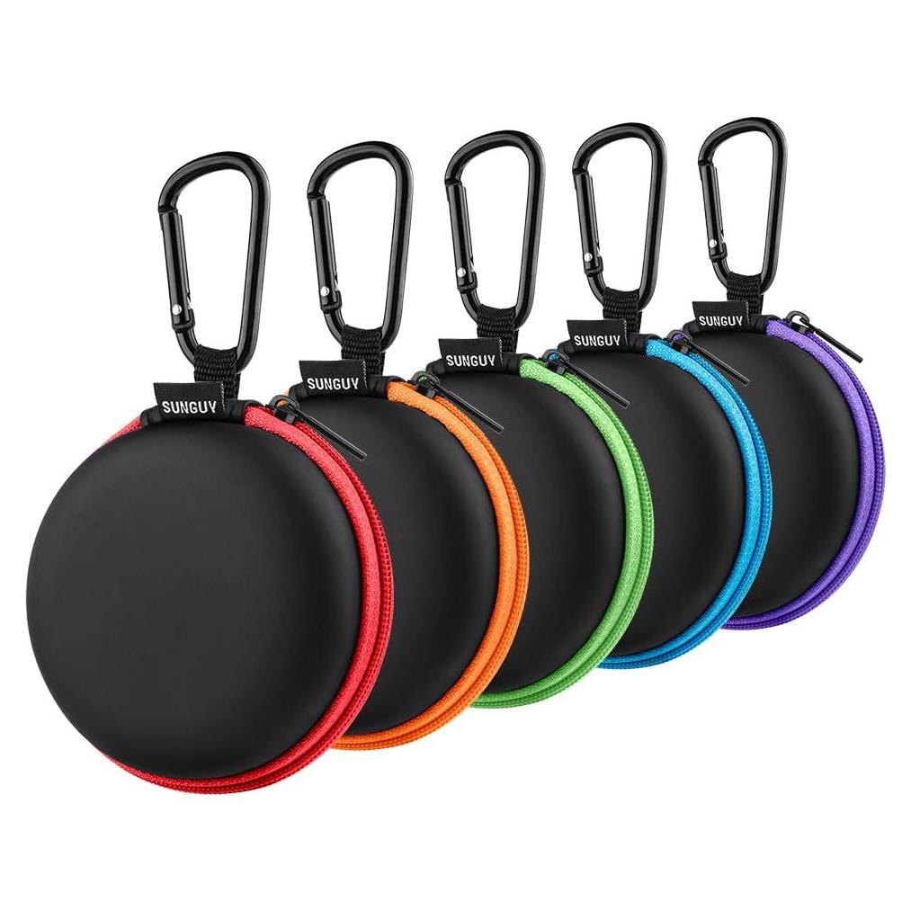 Estuche para Auriculares SUNGUY 5-Pack con Mosquetones