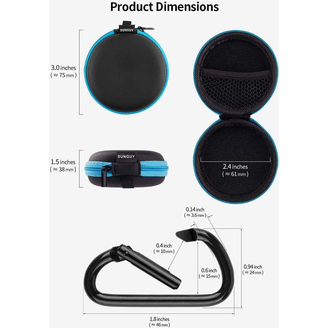 Estuche para Auriculares SUNGUY 5-Pack con Mosquetones