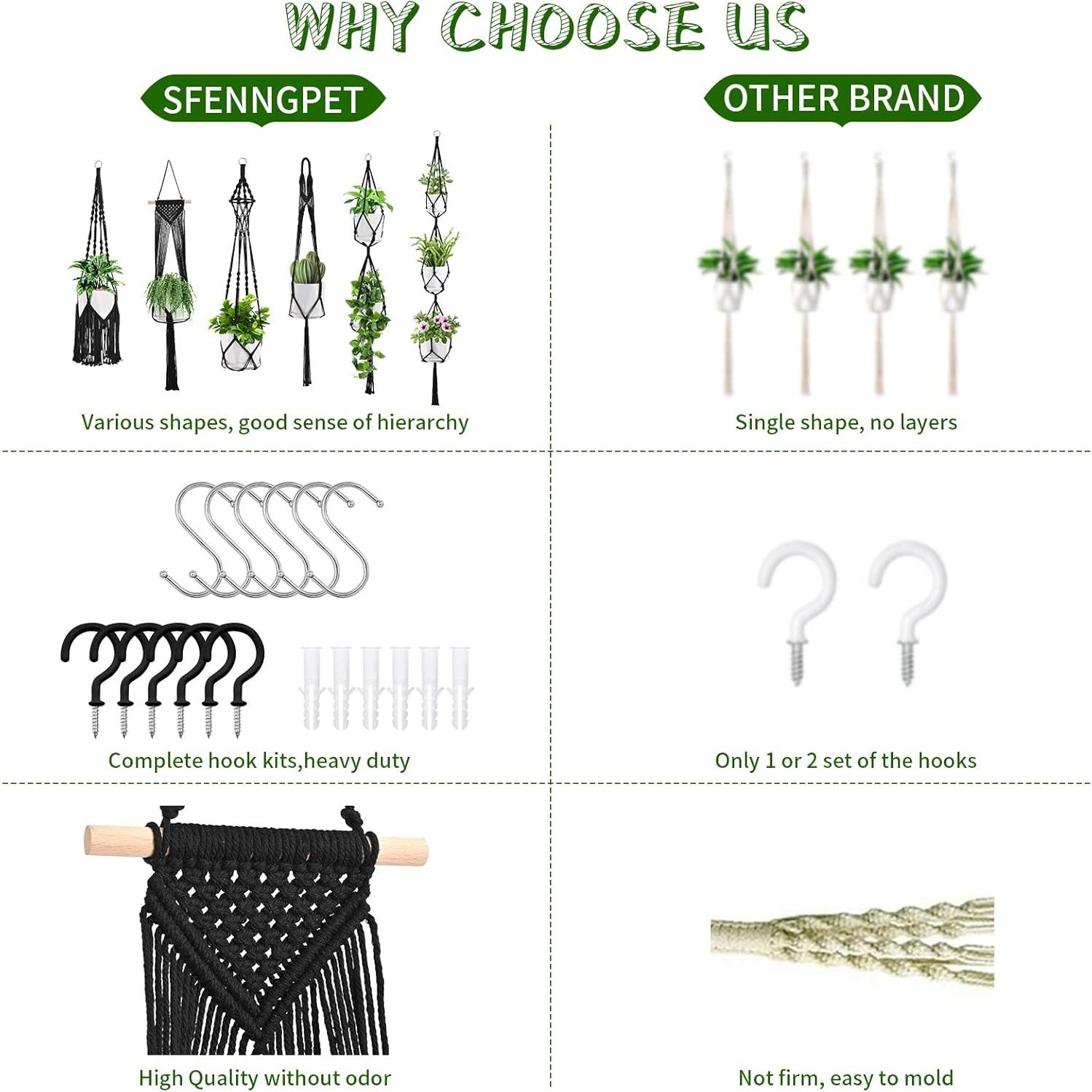 Colgadores de Plantas de Macramé SFENNGPET - Paquete de 6