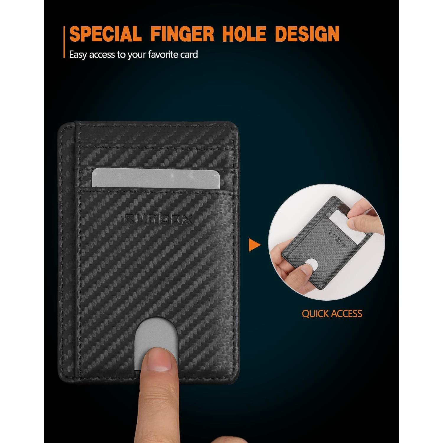 Cartera RUNBOX Minimalista RFID de Cuero para Hombres y Mujeres