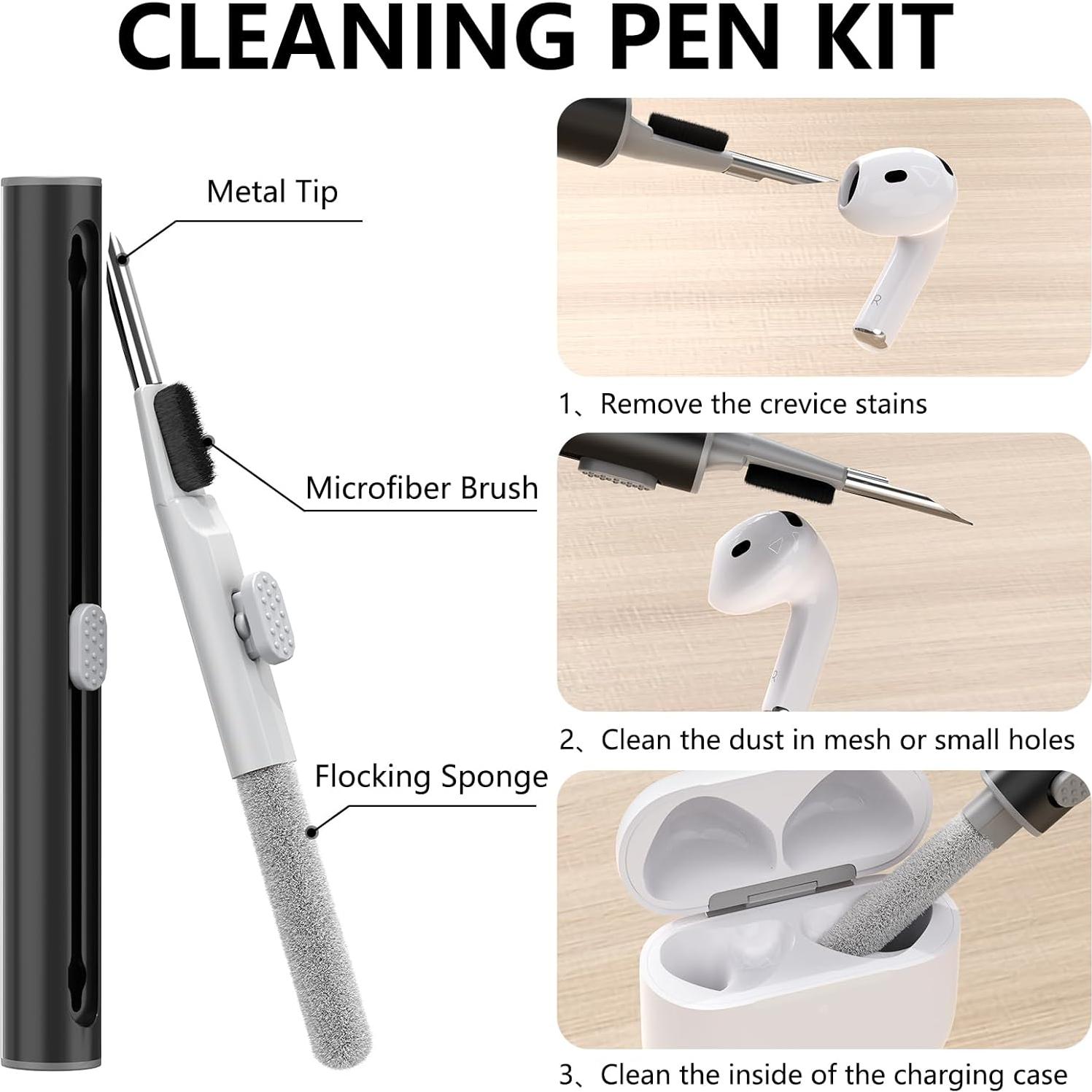 for AirPods 4 Case Cover 2024 with Cleaner Kit,Soft Silicone Protective Case for Apple AirPods 4th Generation Case for Women Men,AirPod 4 Case Accessories with Keychain-Black