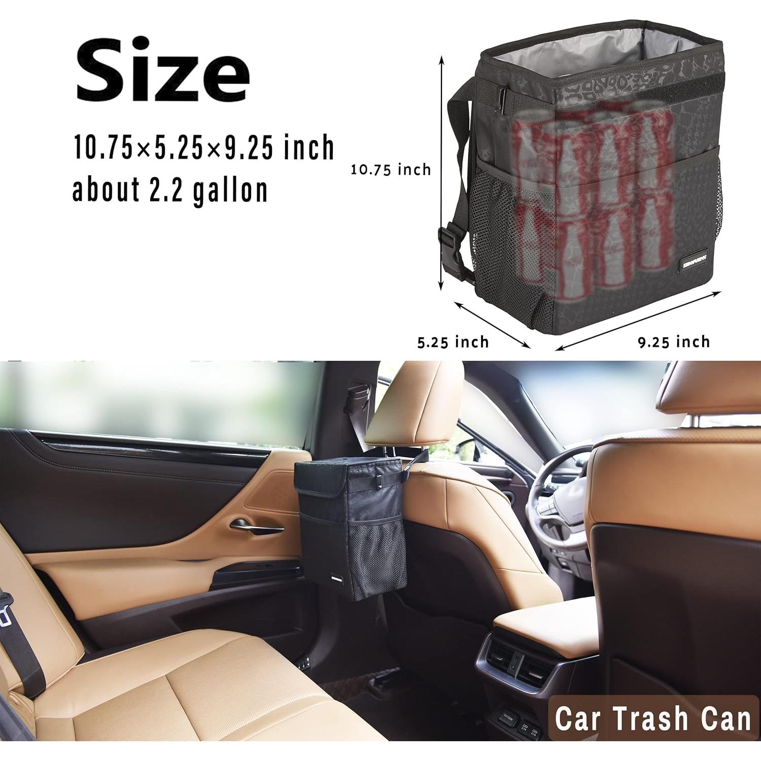 Basurero de Auto SIBOFUEGO 2 Galones Leopardo Negro Plegable