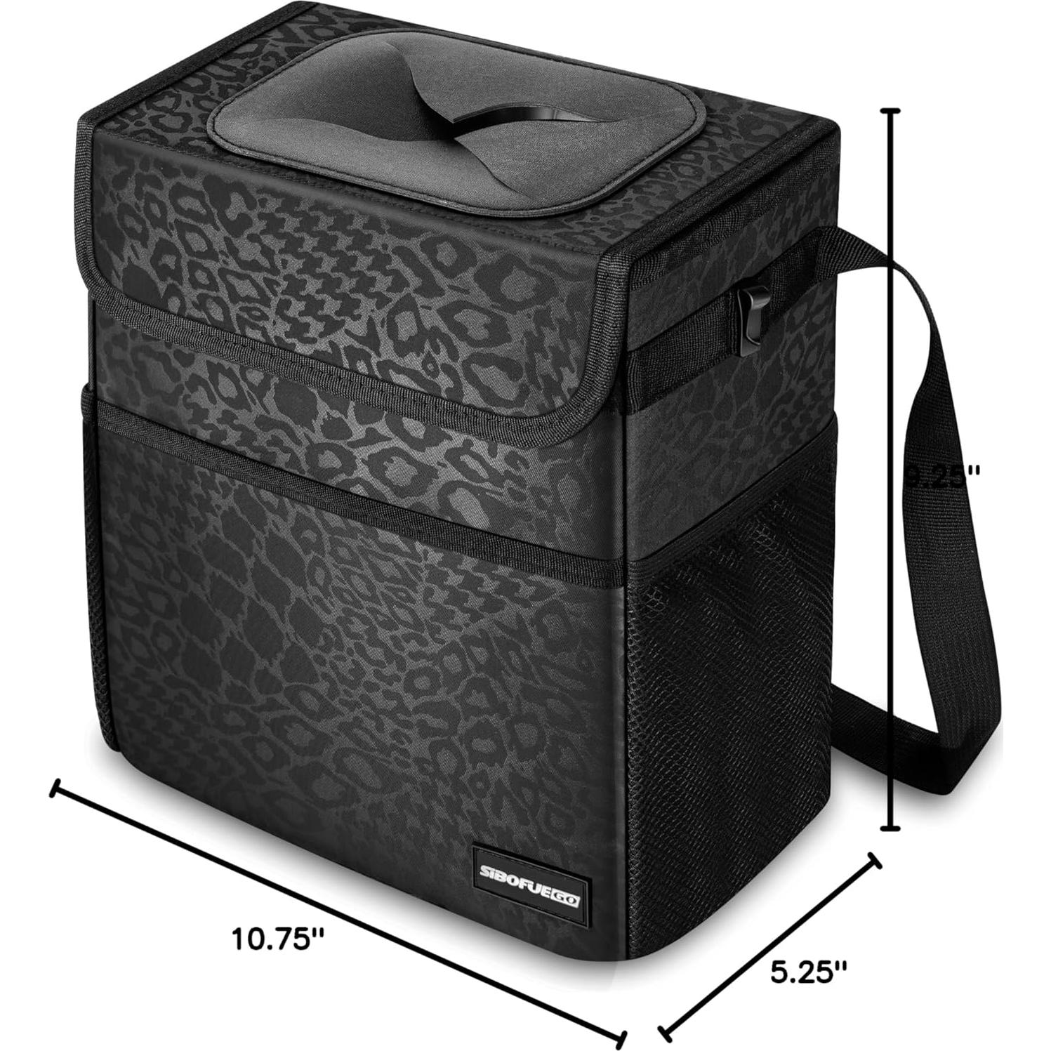 Basurero de Auto SIBOFUEGO 2 Galones Leopardo Negro Plegable