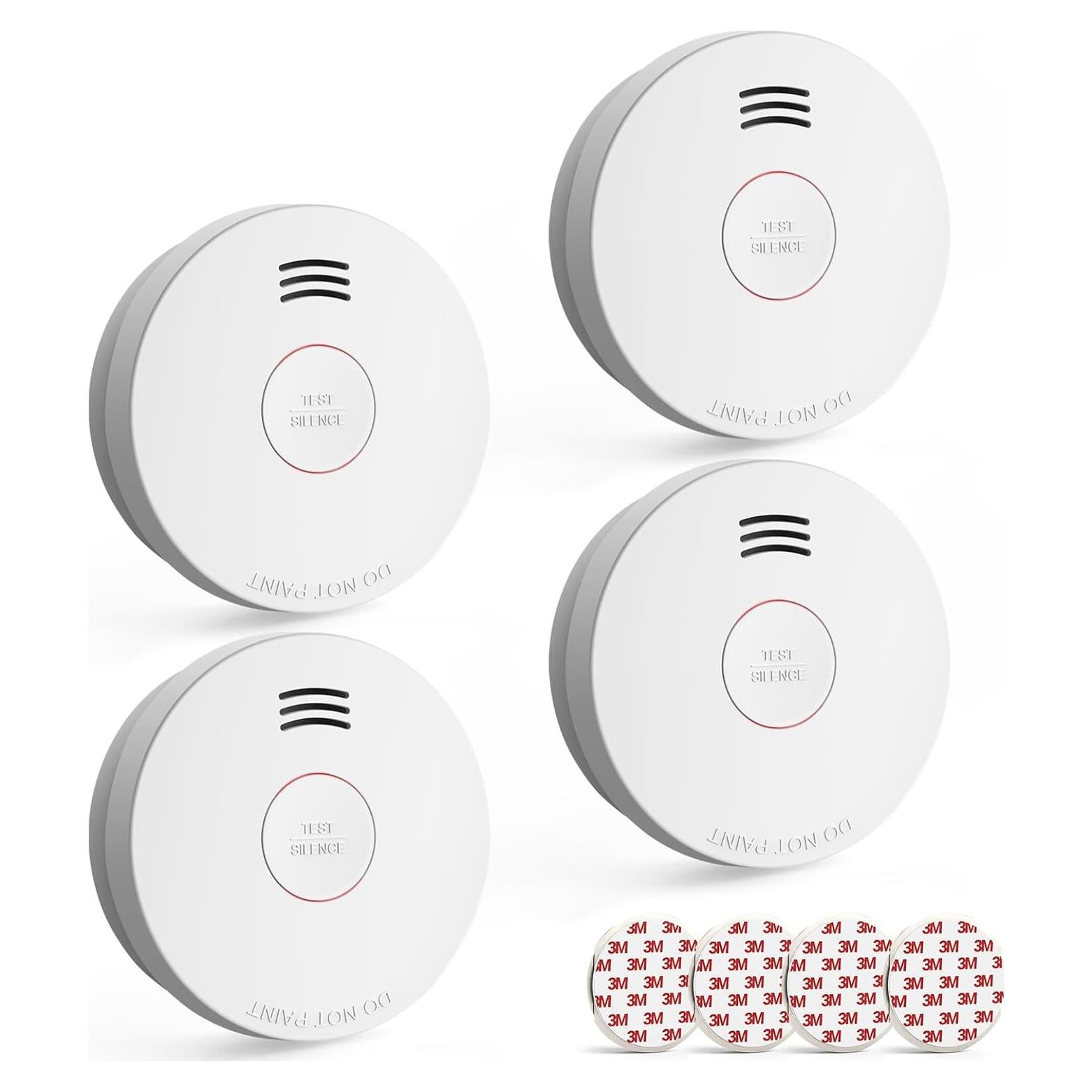 Jemay Smoke Detector,10-Year Battery Fire Alarm UL Certified Photoelectric Smoke Detectors with Low Battery Alert & Silence Button, Easy Install Smoke Alarm Magnetic Mounting for Large Homes, 4 Packs