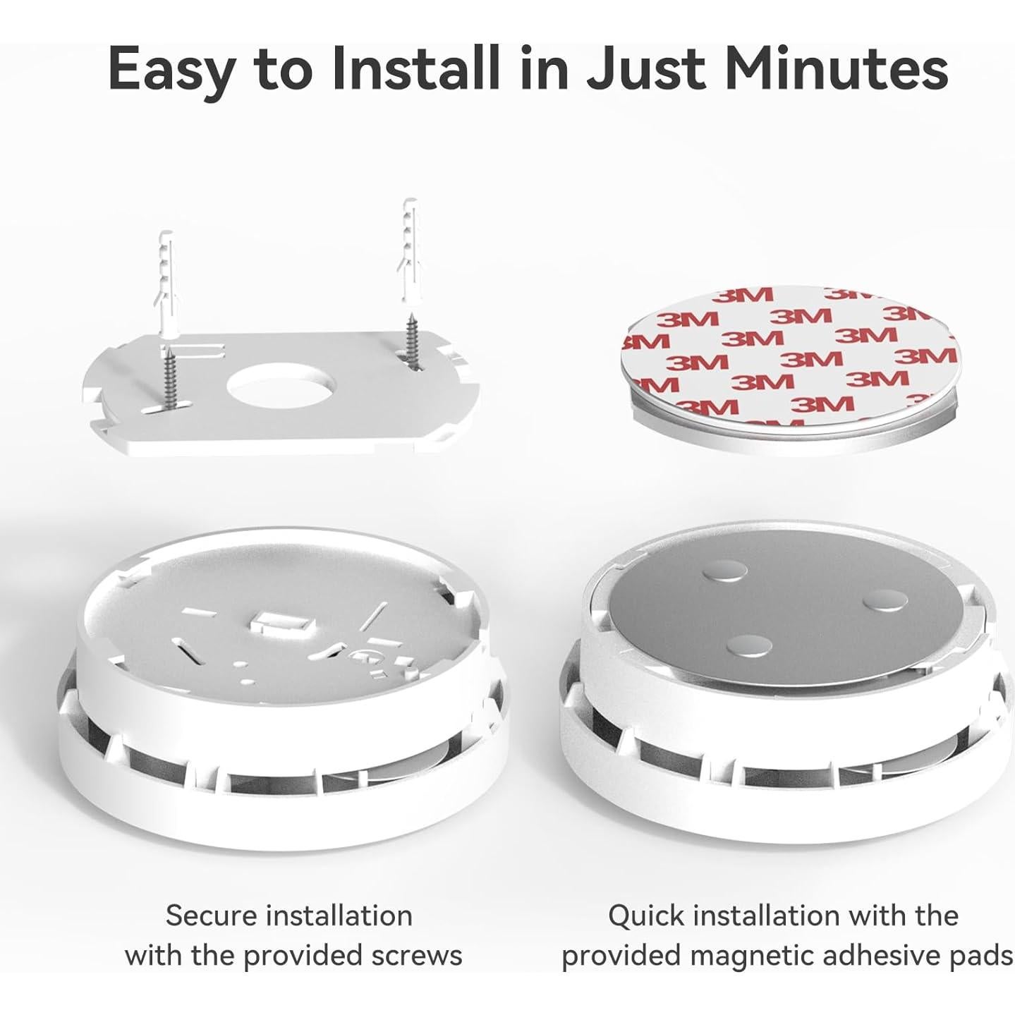 Jemay Smoke Detector,10-Year Battery Fire Alarm UL Certified Photoelectric Smoke Detectors with Low Battery Alert & Silence Button, Easy Install Smoke Alarm Magnetic Mounting for Large Homes, 4 Packs