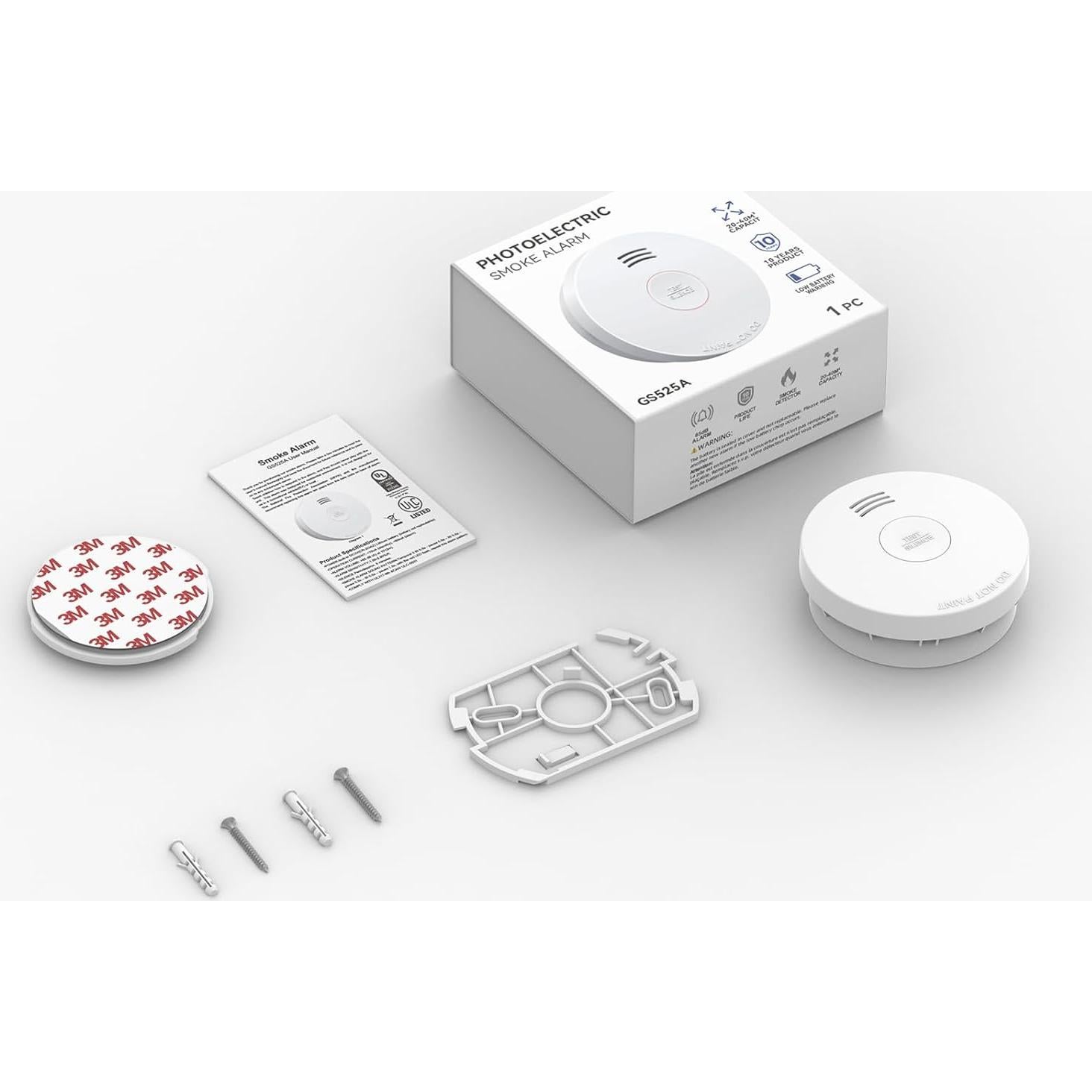 Jemay Smoke Detector,10-Year Battery Fire Alarm UL Certified Photoelectric Smoke Detectors with Low Battery Alert & Silence Button, Easy Install Smoke Alarm Magnetic Mounting for Large Homes, 4 Packs