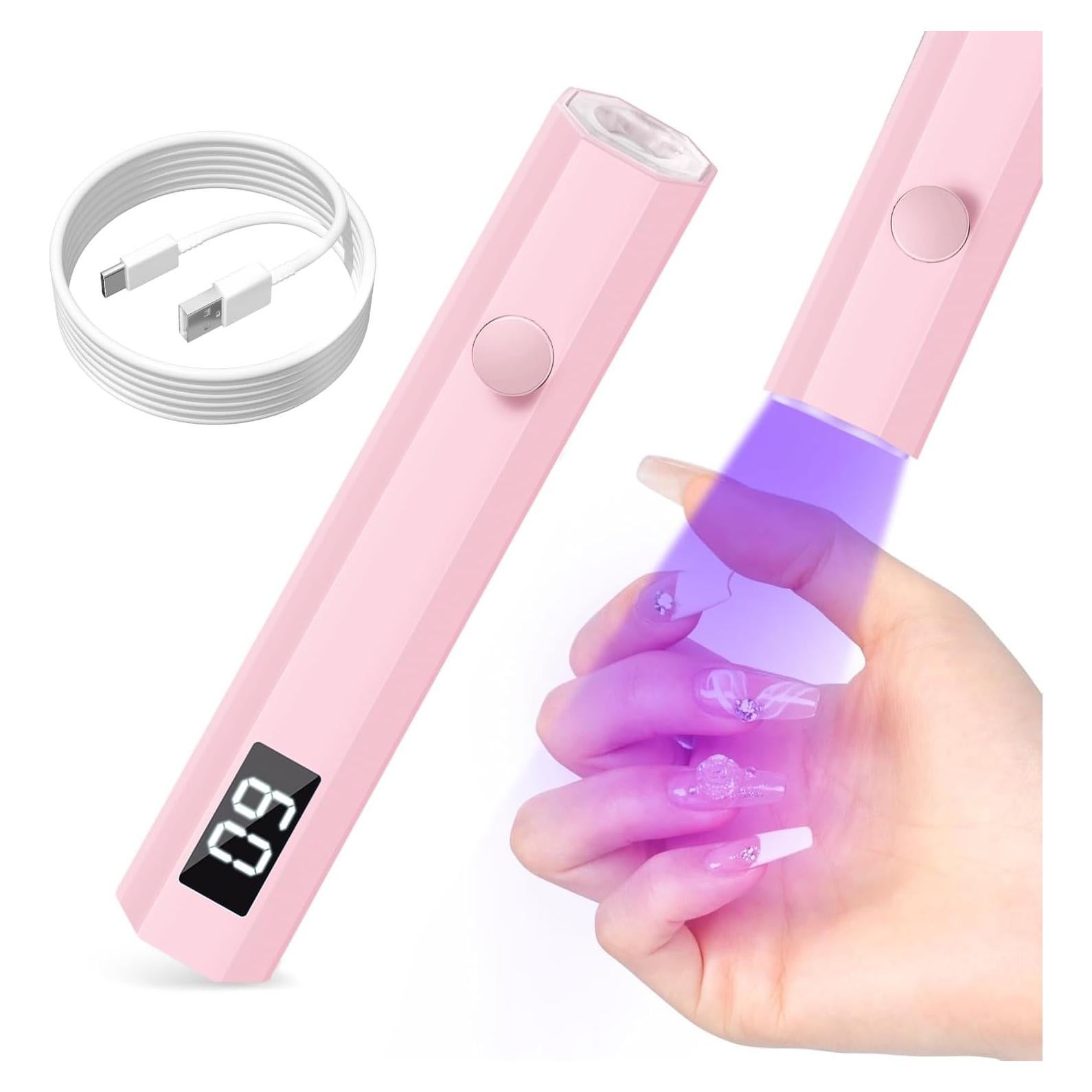 Luz UV Portátil para Uñas mlogiroa 3W Rosa con Temporizador 20/60s