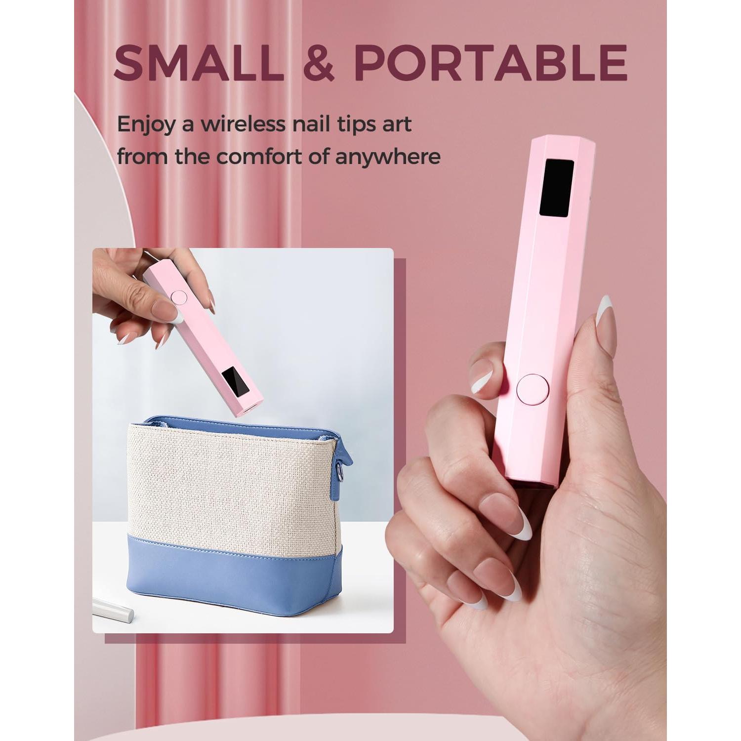 Luz UV Portátil para Uñas mlogiroa 3W Rosa con Temporizador 20/60s