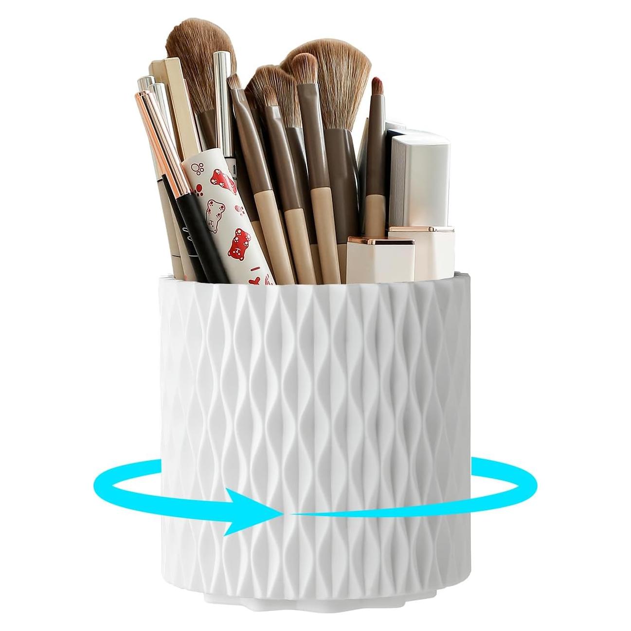 Organizador de Brochas de Maquillaje Imakmasion Rotatorio 360° 5 Compartimentos Blanco