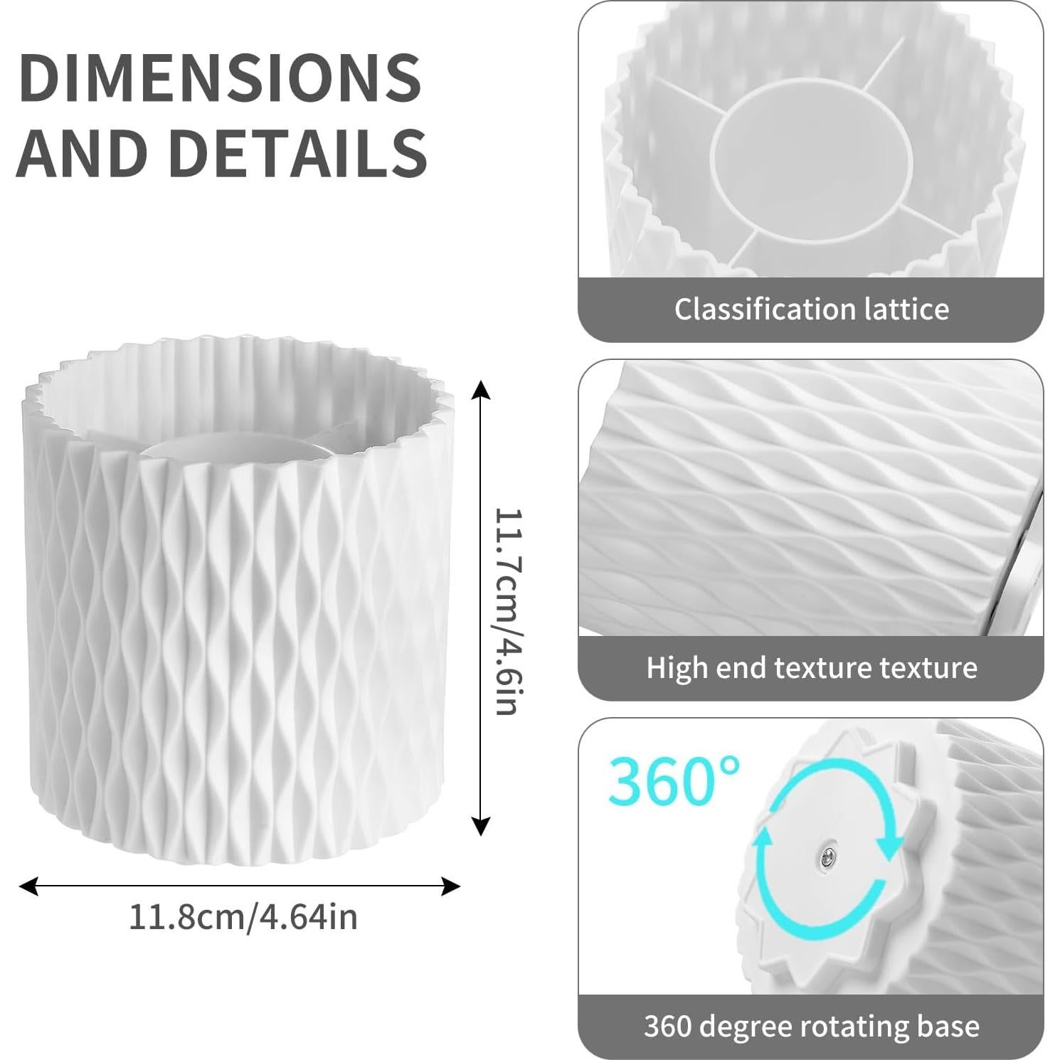 Organizador de Brochas de Maquillaje Imakmasion Rotatorio 360° 5 Compartimentos Blanco