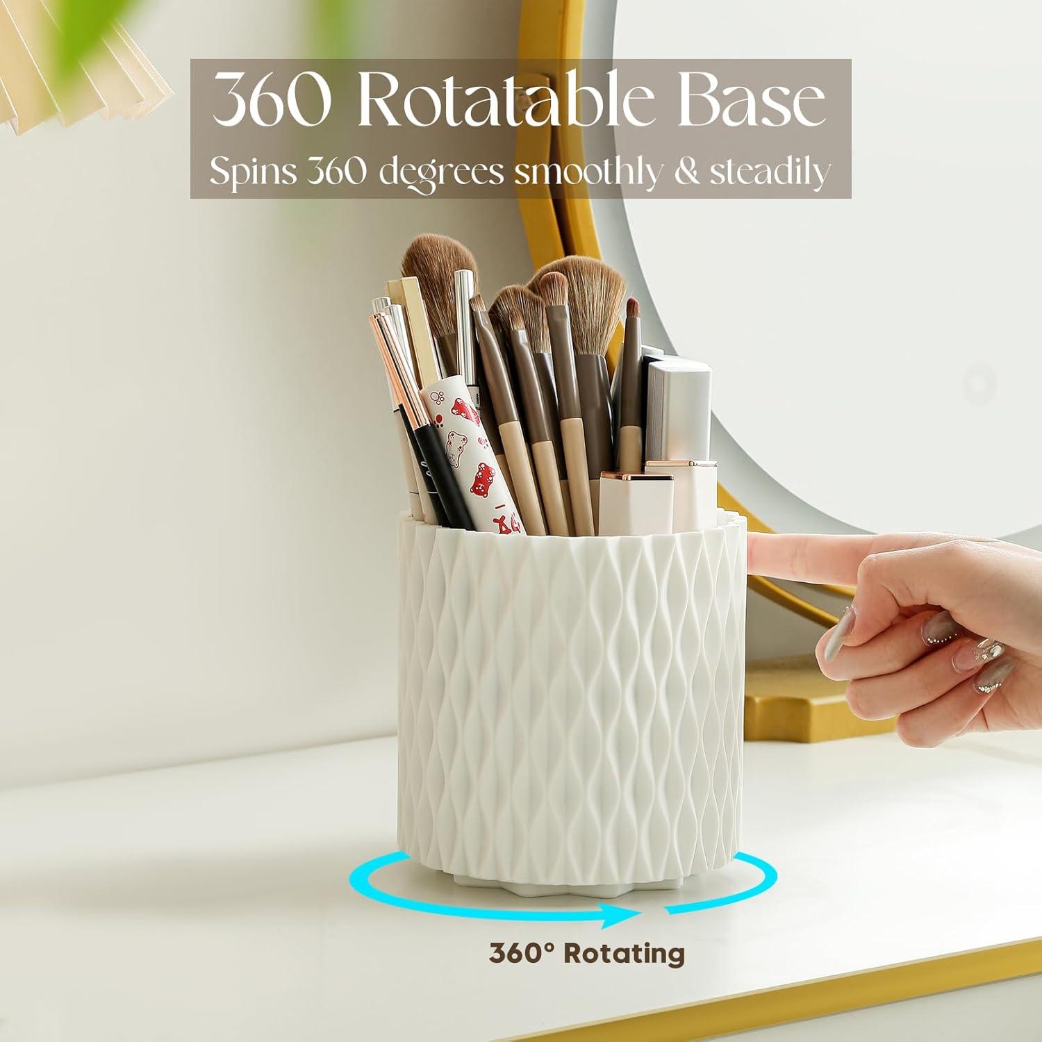 Organizador de Brochas de Maquillaje Imakmasion Rotatorio 360° 5 Compartimentos Blanco