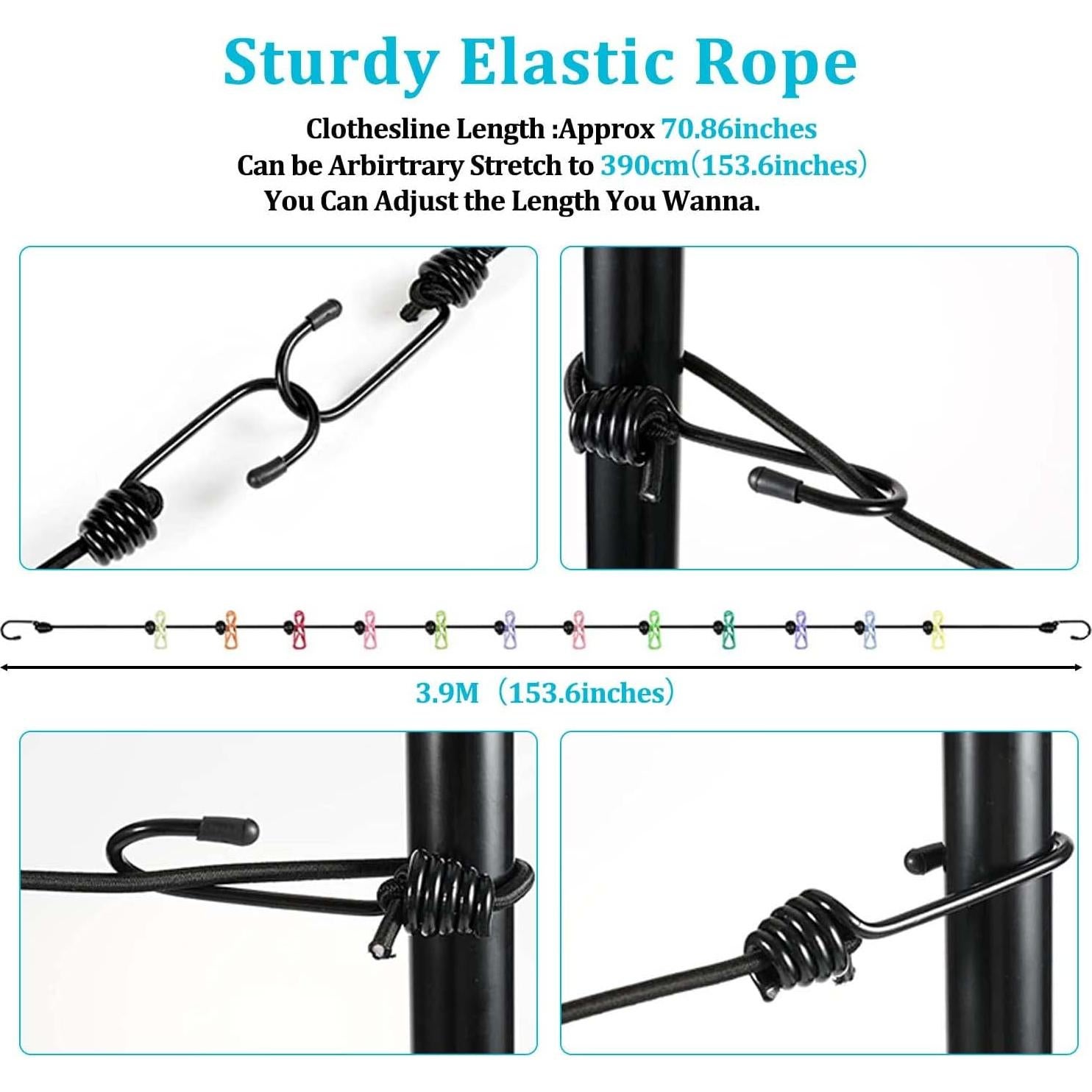 Cuerda de Ropa Retráctil Esteopt 1.8M con 12 Clips Multicolor