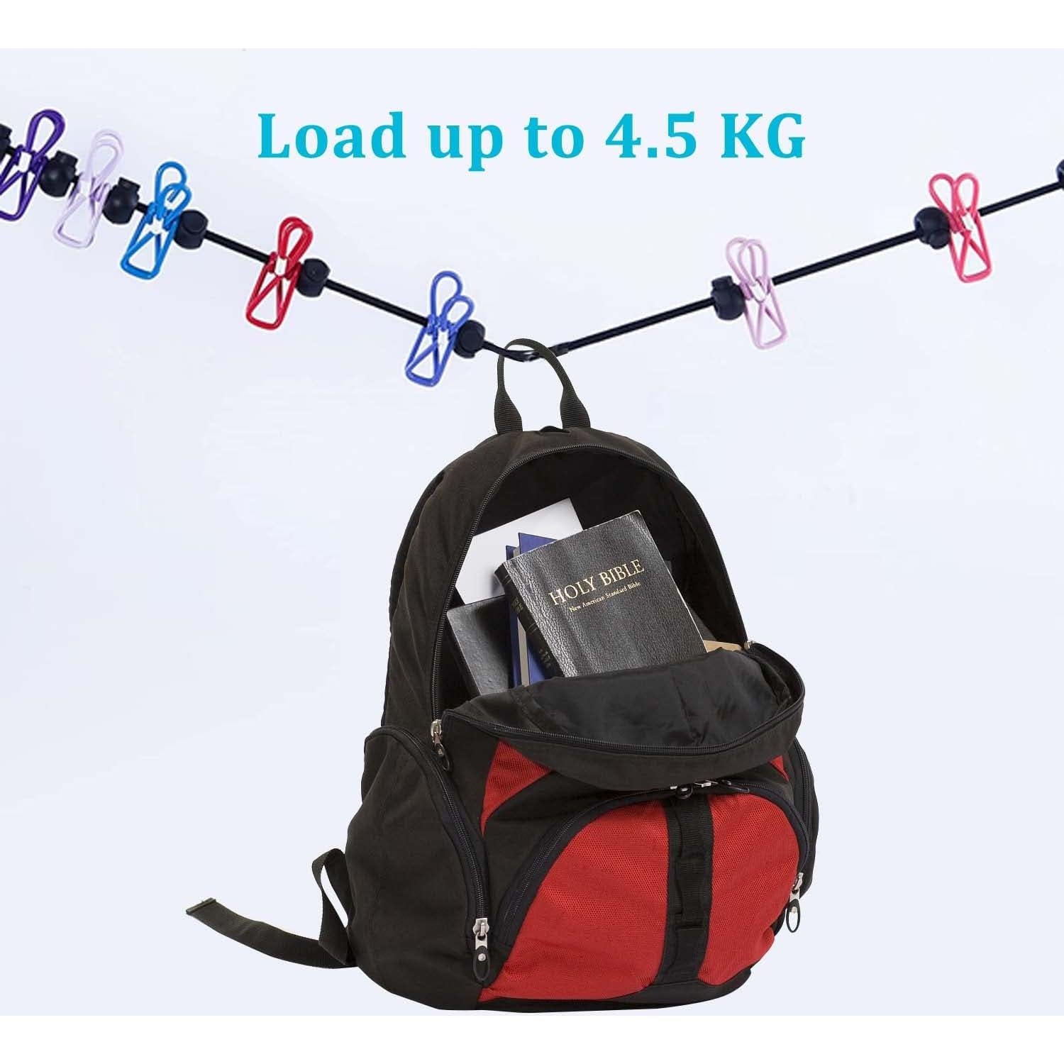 Cuerda de Ropa Retráctil Esteopt 1.8M con 12 Clips Multicolor