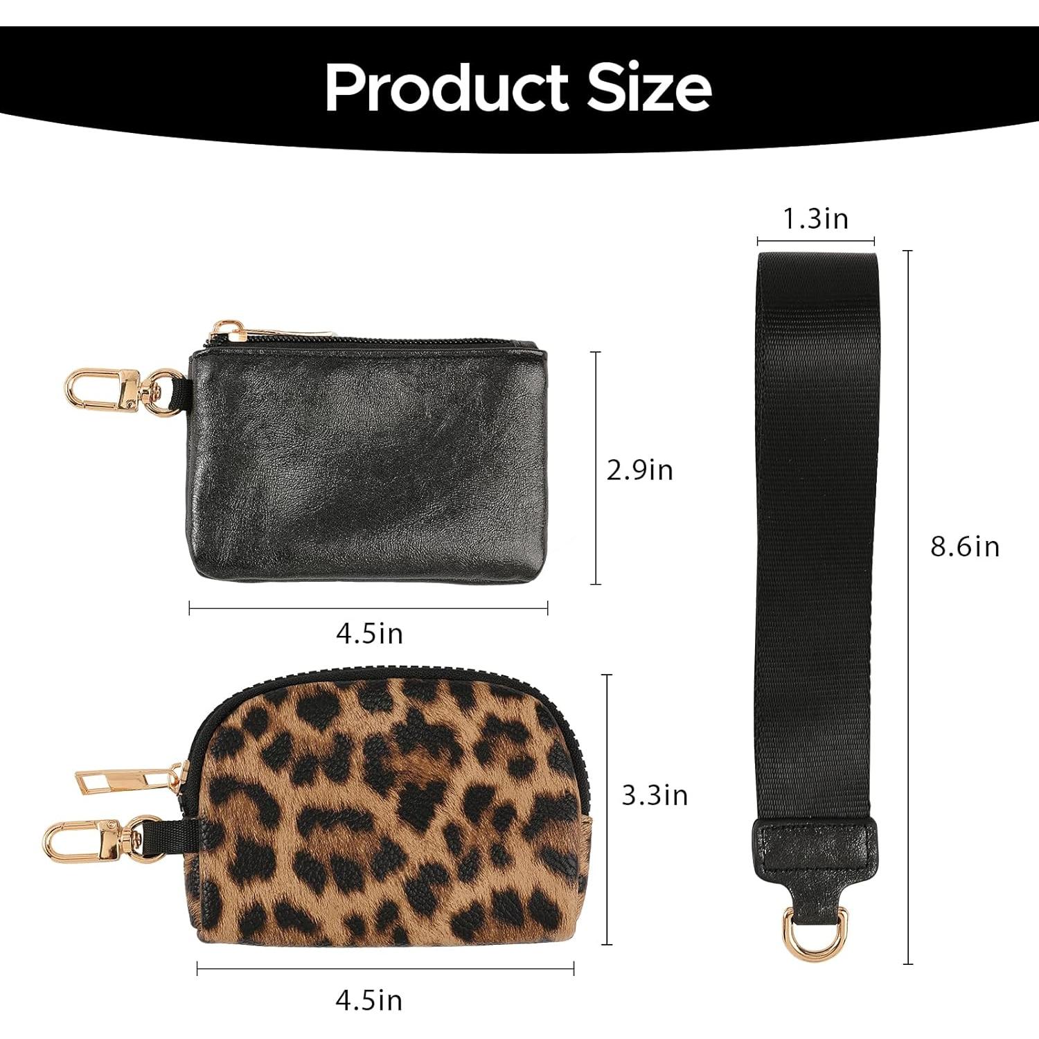Cartera de Muñeca Doble Bolsa KWW01 - Cuero Sintético Negro y Leopardo