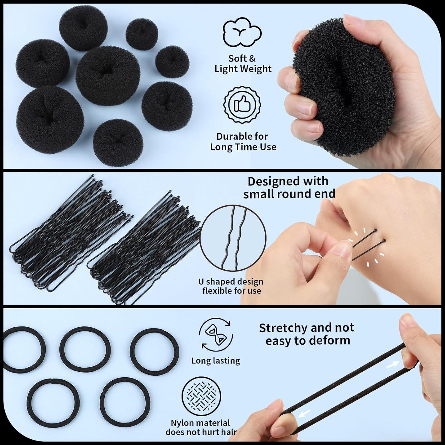 Juego de Hacedores de Moños FANDAMEI - 8 Piezas con Horquillas y Gomas