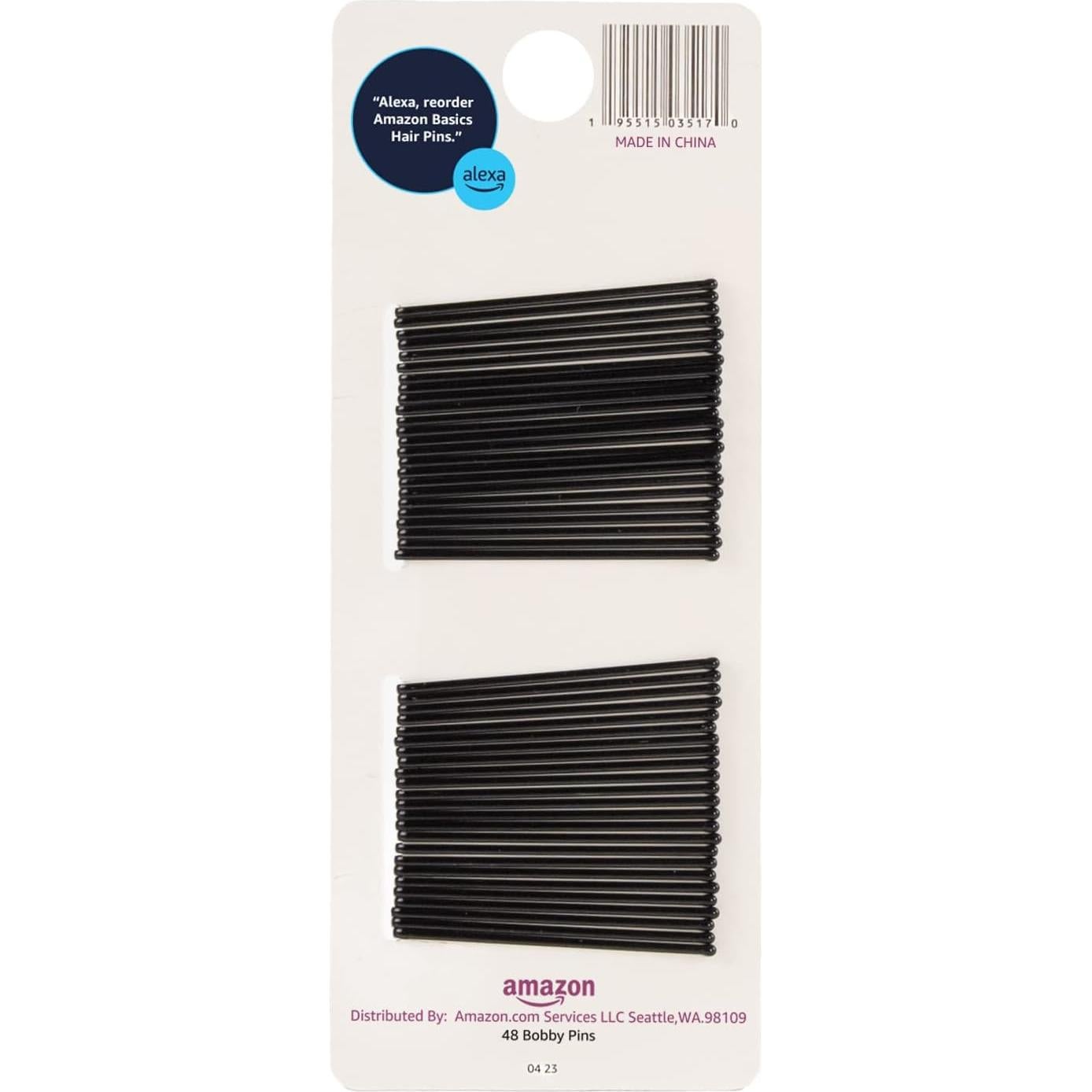 Pasadores de Pelo Amazon Basics Negros - 48 Unidades