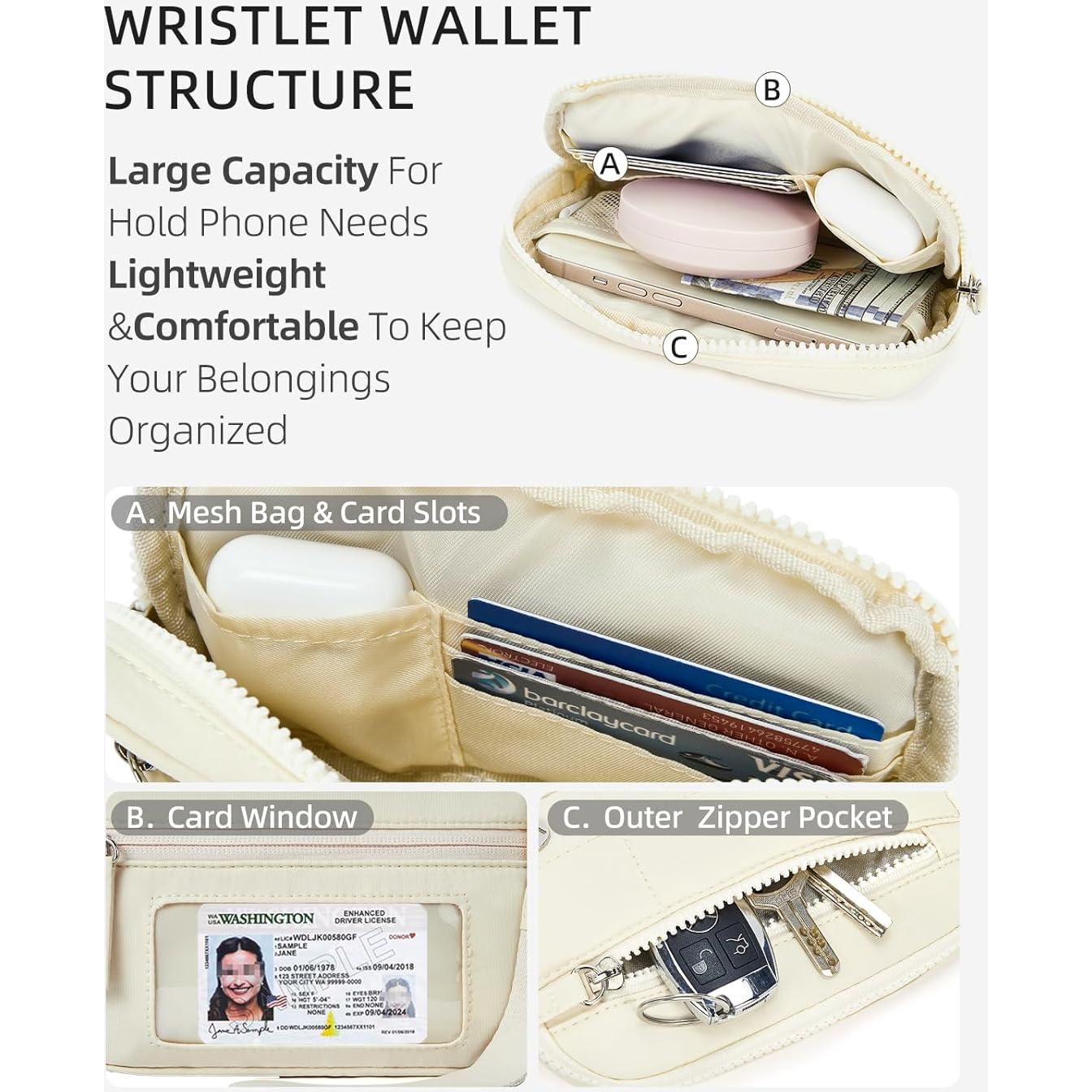 Billetera de muñeca WESTBRONCO para mujeres con RFID - Beige