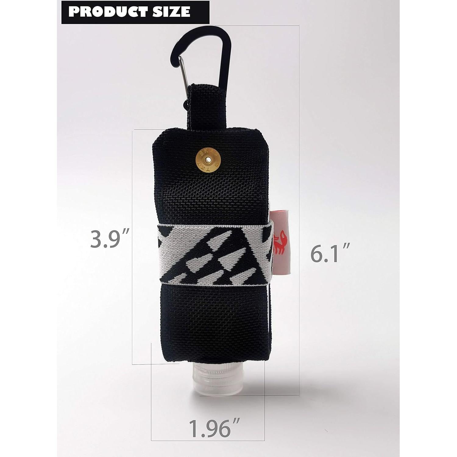 Porta Gel Antibacterial SUCHI Negro con Botella 60ml y Clip