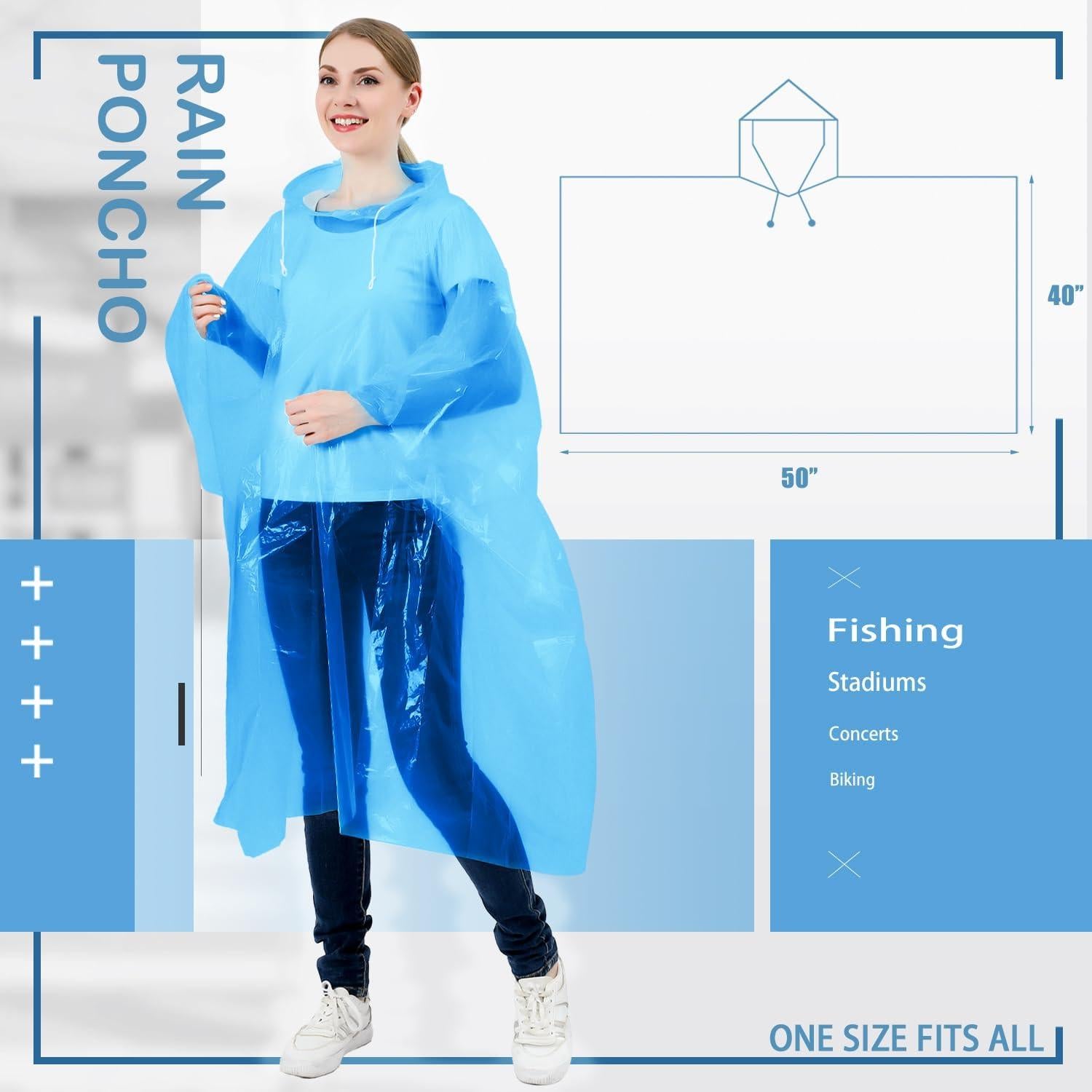 Ponchos de Lluvia Desechables SWOGAA 6 Paquete Adultos Azul
