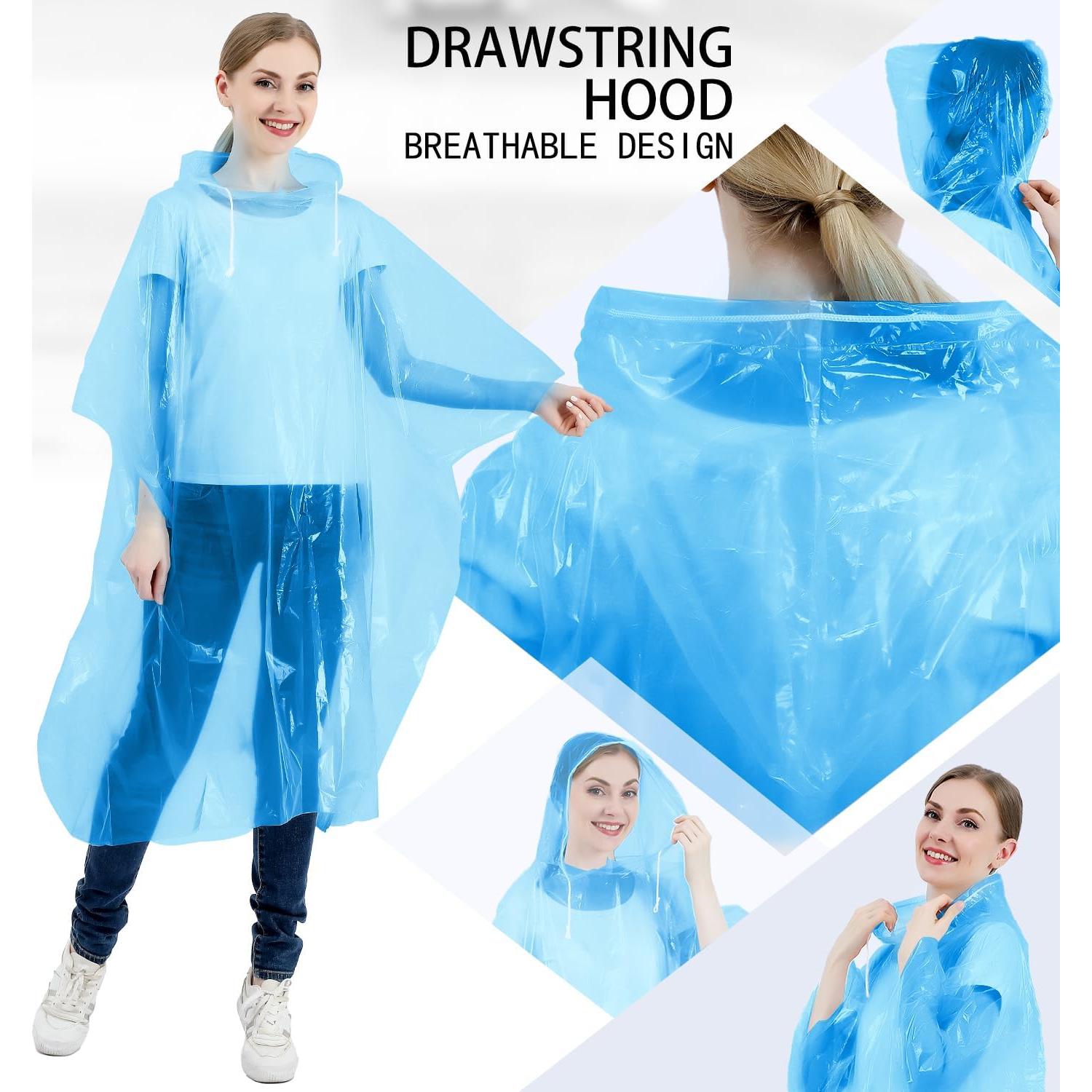 Ponchos de Lluvia Desechables SWOGAA 6 Paquete Adultos Azul