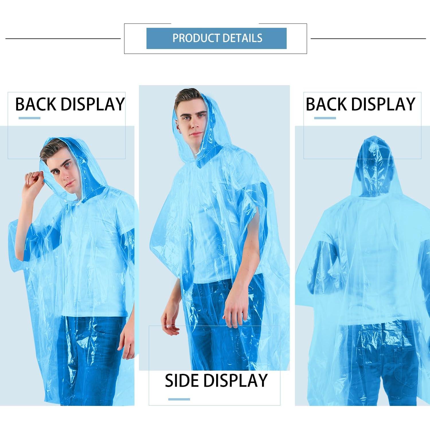 Ponchos de Lluvia Desechables SWOGAA 6 Paquete Adultos Azul