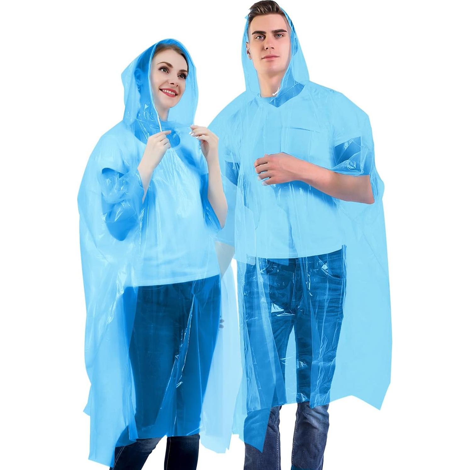 Ponchos de Lluvia Desechables SWOGAA 6 Paquete Adultos Azul