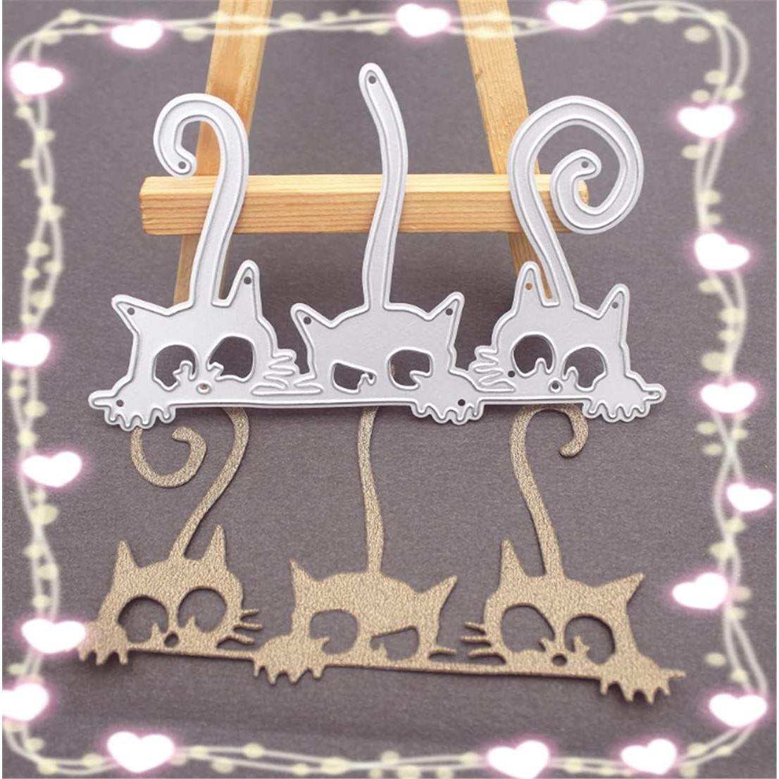 Troqueles de Corte de Metal Mvchifay para Tarjetas Gato 3 Pcs