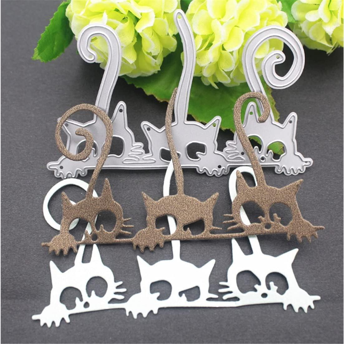 Troqueles de Corte de Metal Mvchifay para Tarjetas Gato 3 Pcs