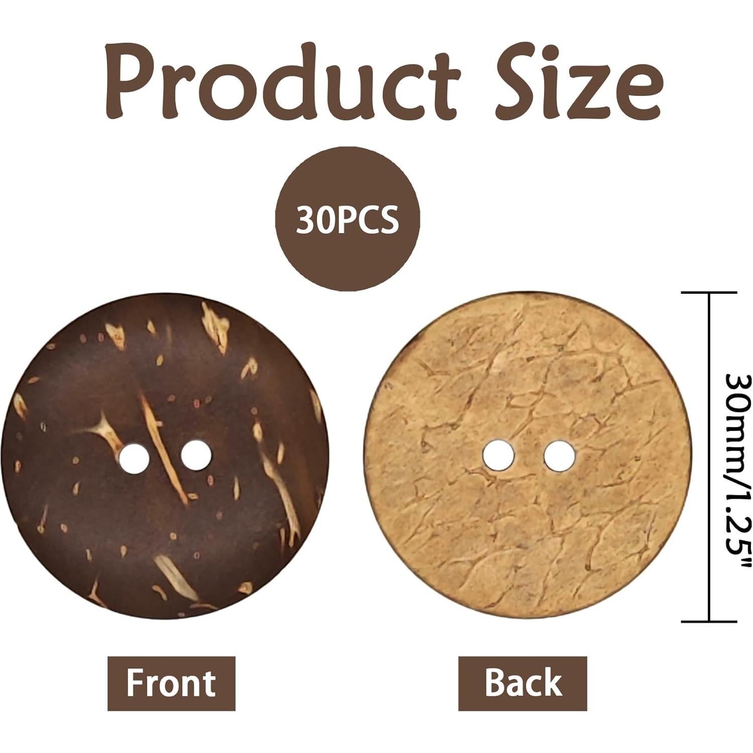 30 Botones de Concha de Coco Natural 30mm candeoLA