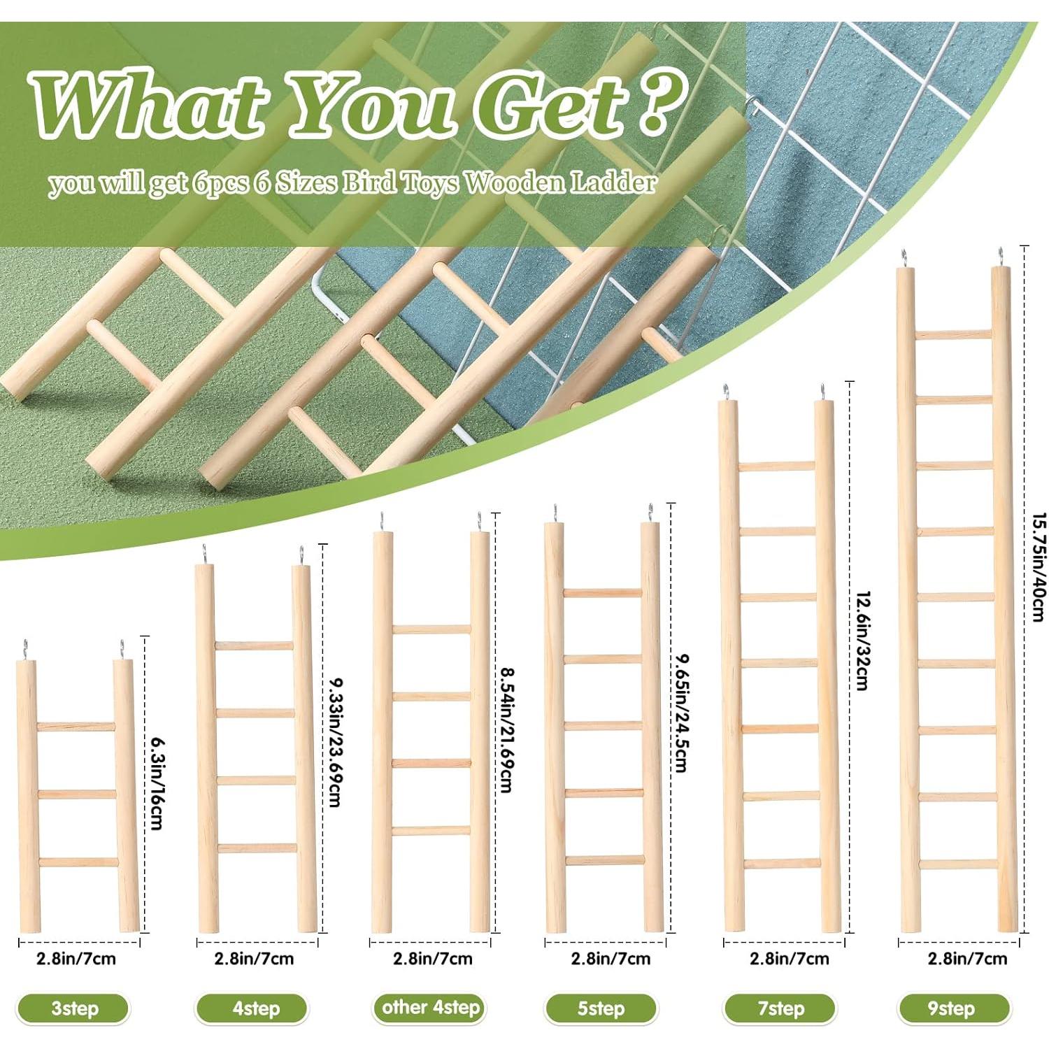 Escalera de Madera para Aves Kigeli - 6 Piezas, Juguete para Loros