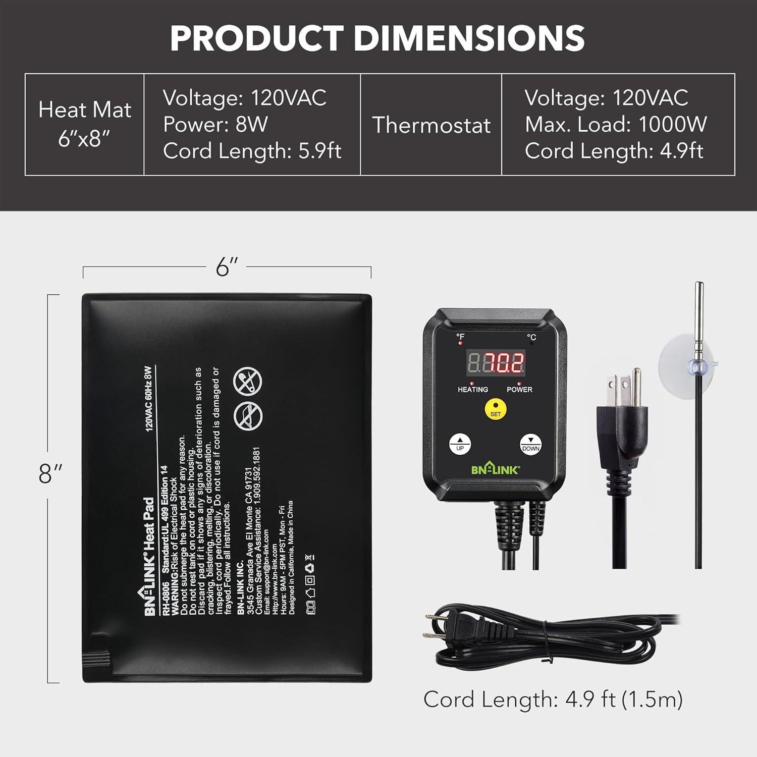 Almohadilla Térmica BN-LINK 15.24x20.32 cm con Termostato