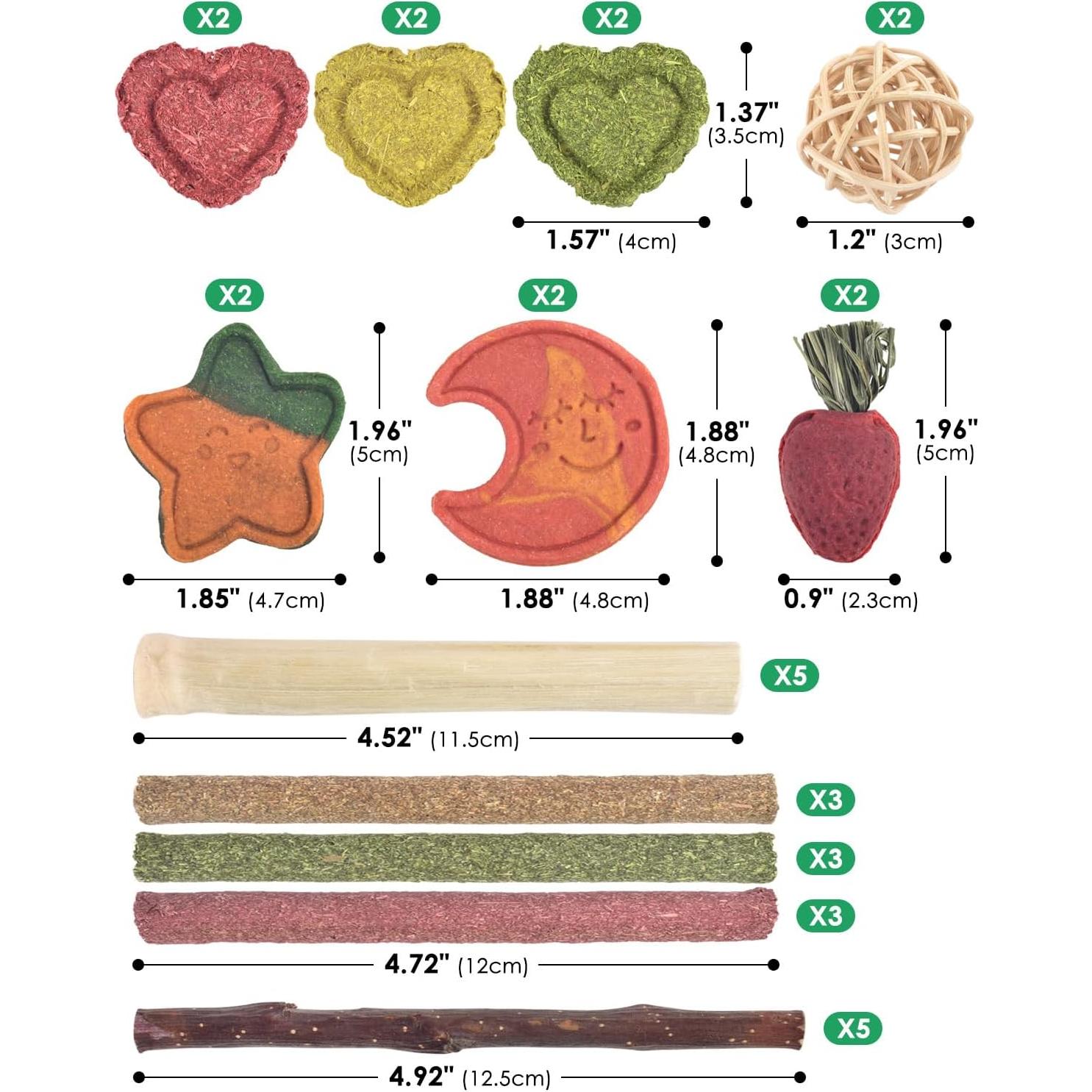 Juguetes de Masticar para Conejos ERKOON 33 Piezas Naturales