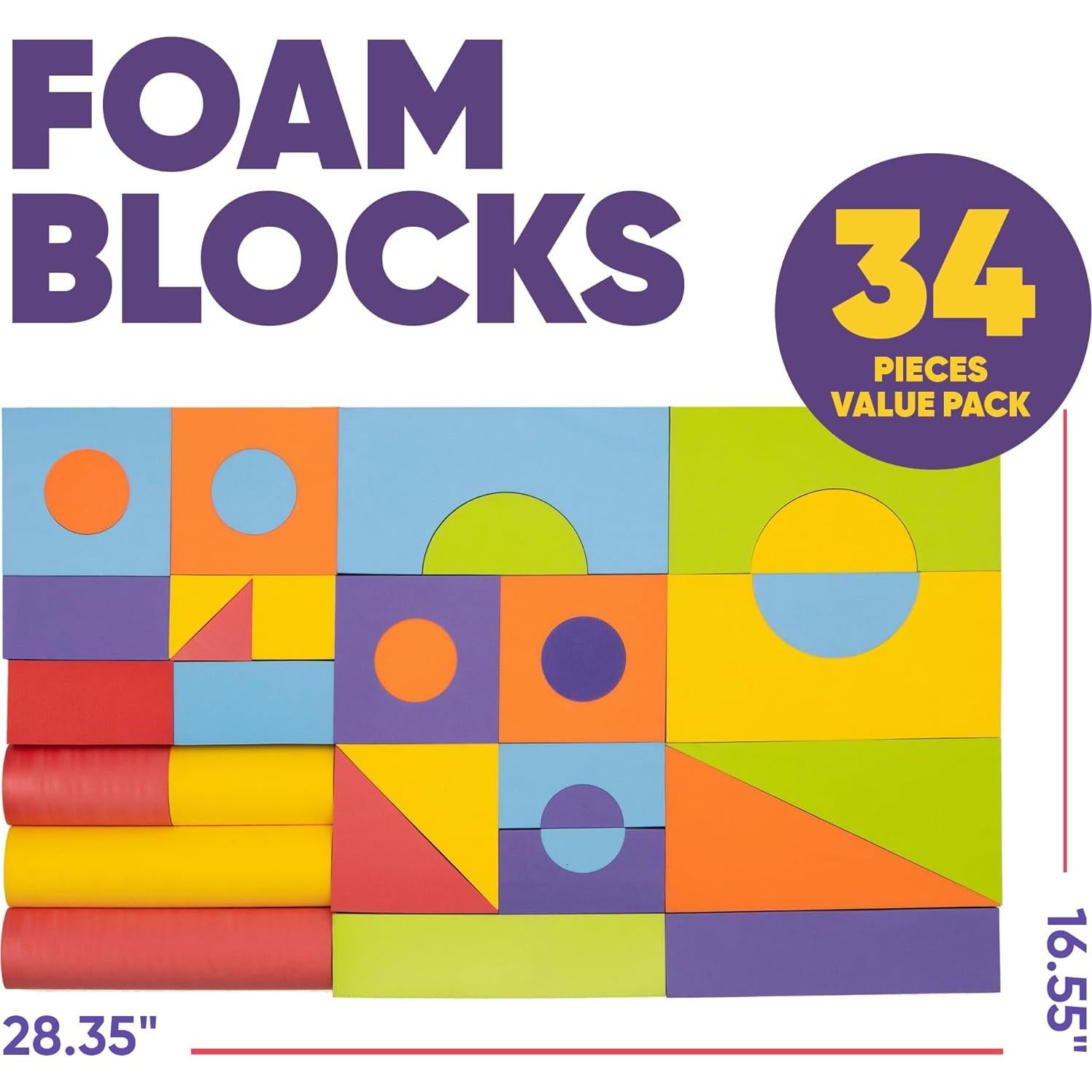 Juego de 34 Bloques de Espuma Jumbo Crafty Happitoys