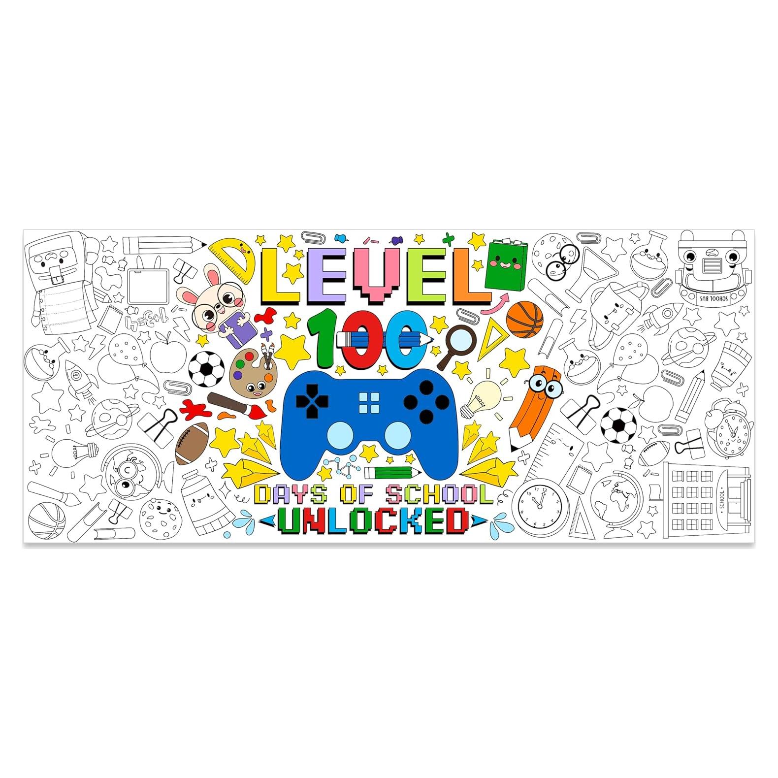 Póster Jumbo para Colorear 100 Días de Escuela Dvbonike 140x60cm