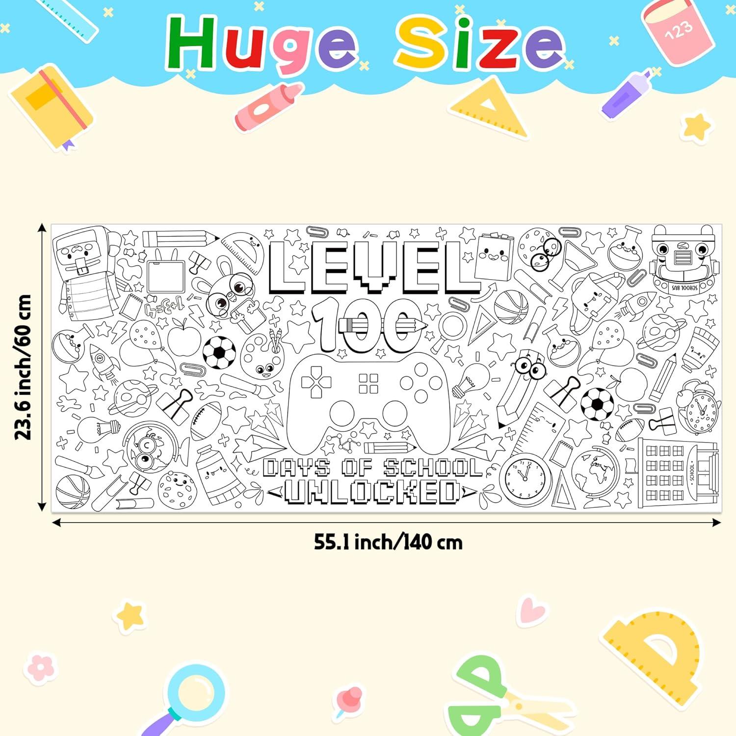 Póster Jumbo para Colorear 100 Días de Escuela Dvbonike 140x60cm