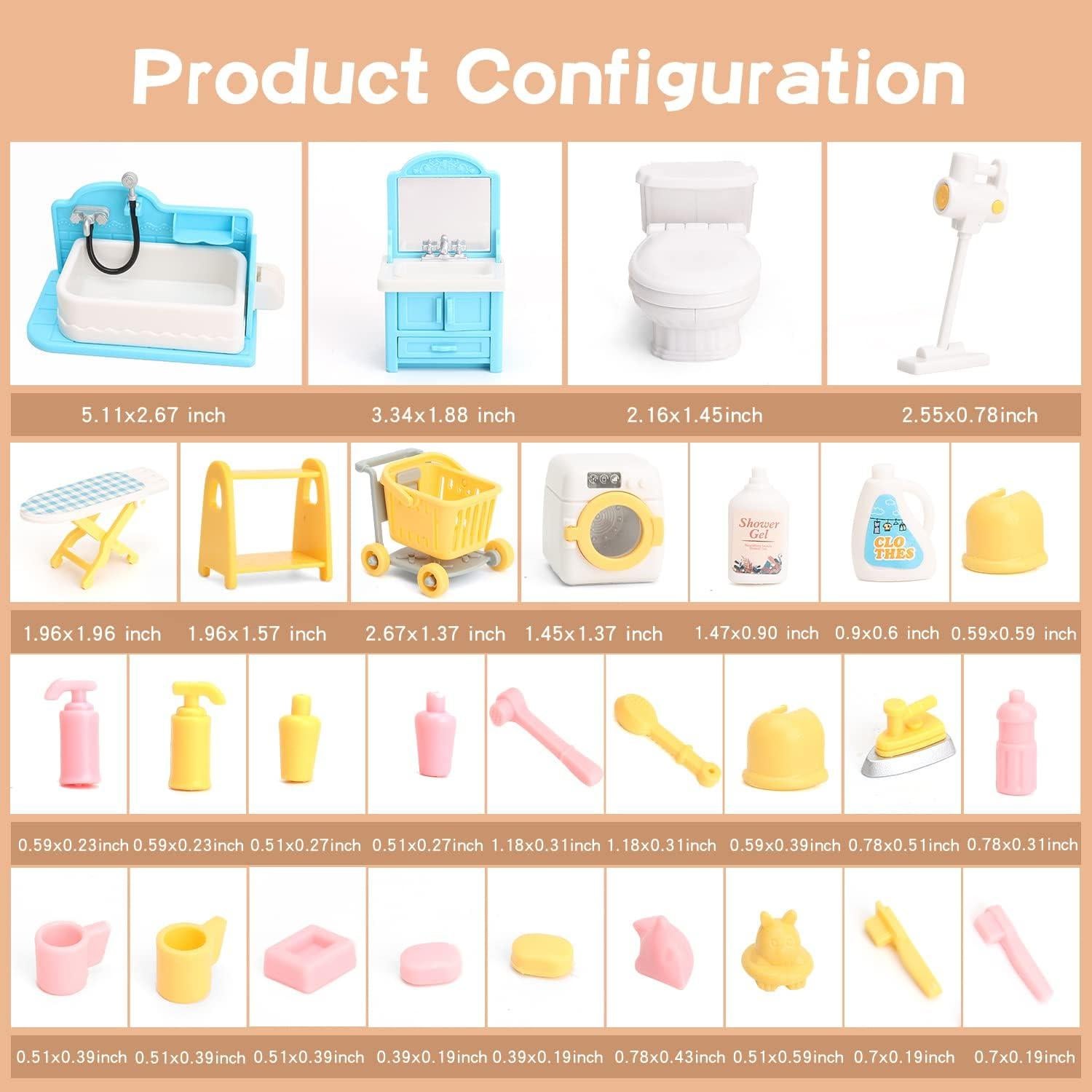 Juego de Muebles para Casa de Muñecas BananMelon con Baño