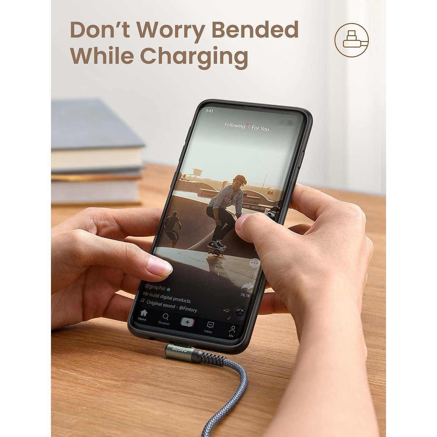 Cable USB C a USB C AINOPE 0.46m 60W Carga Rápida Nylon