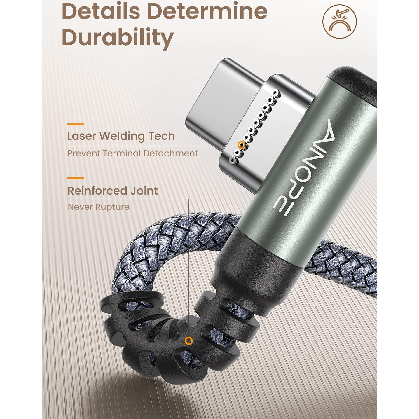 Cable USB C a USB C AINOPE 0.46m 60W Carga Rápida Nylon