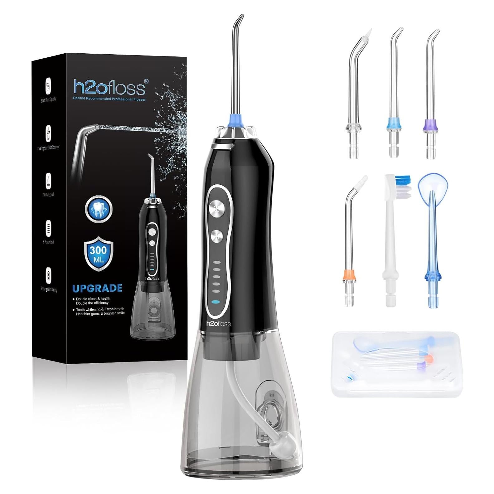 Irrigador Dental Portátil H2ofloss P11-6 Recargable IPX7 300ml