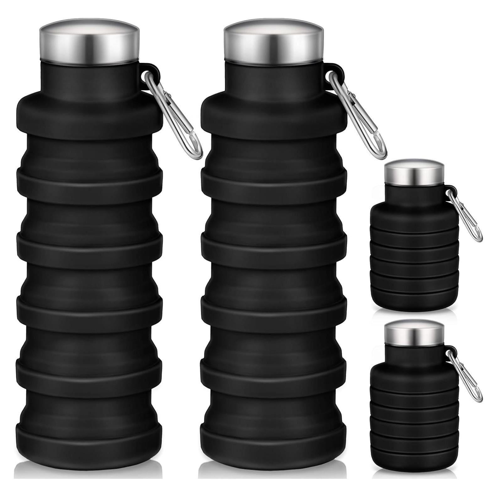 Botellas de Agua Plegables Baderke 2 Pcs 500ml Silicona Negra