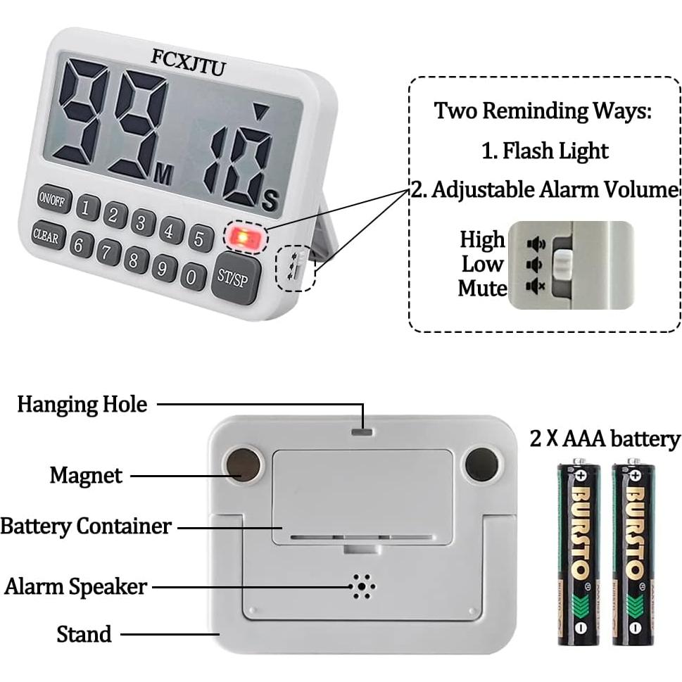 Temporizador Digital de Cocina FCXJTU con Alarma Fuerte
