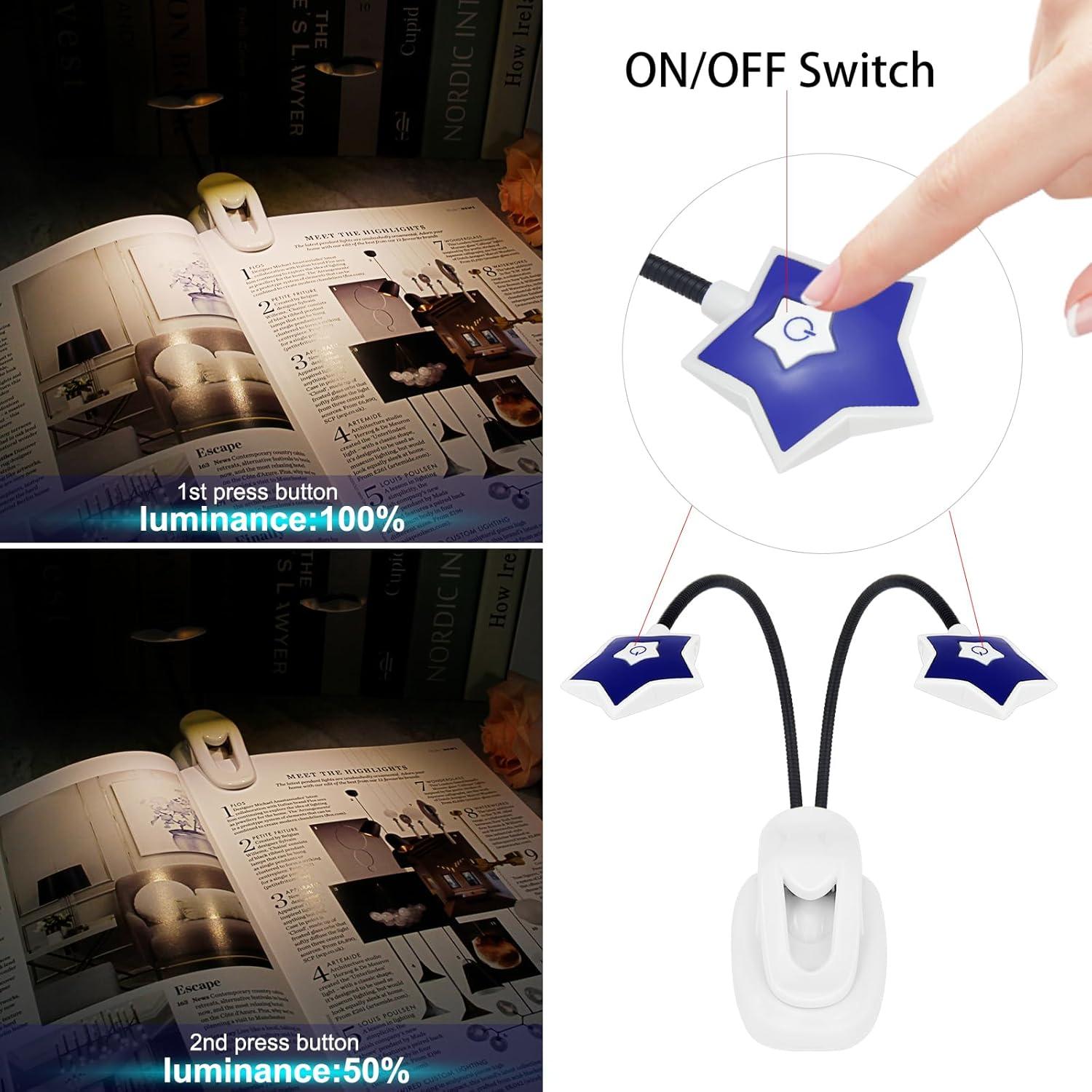 Luz de Lectura LED LUXSWAY Doble Cabeza 2 Niveles Brillo