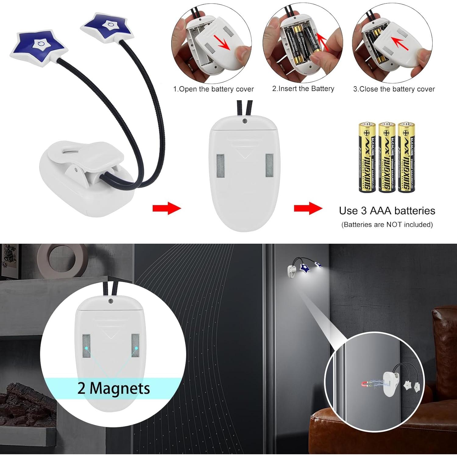 Luz de Lectura LED LUXSWAY Doble Cabeza 2 Niveles Brillo