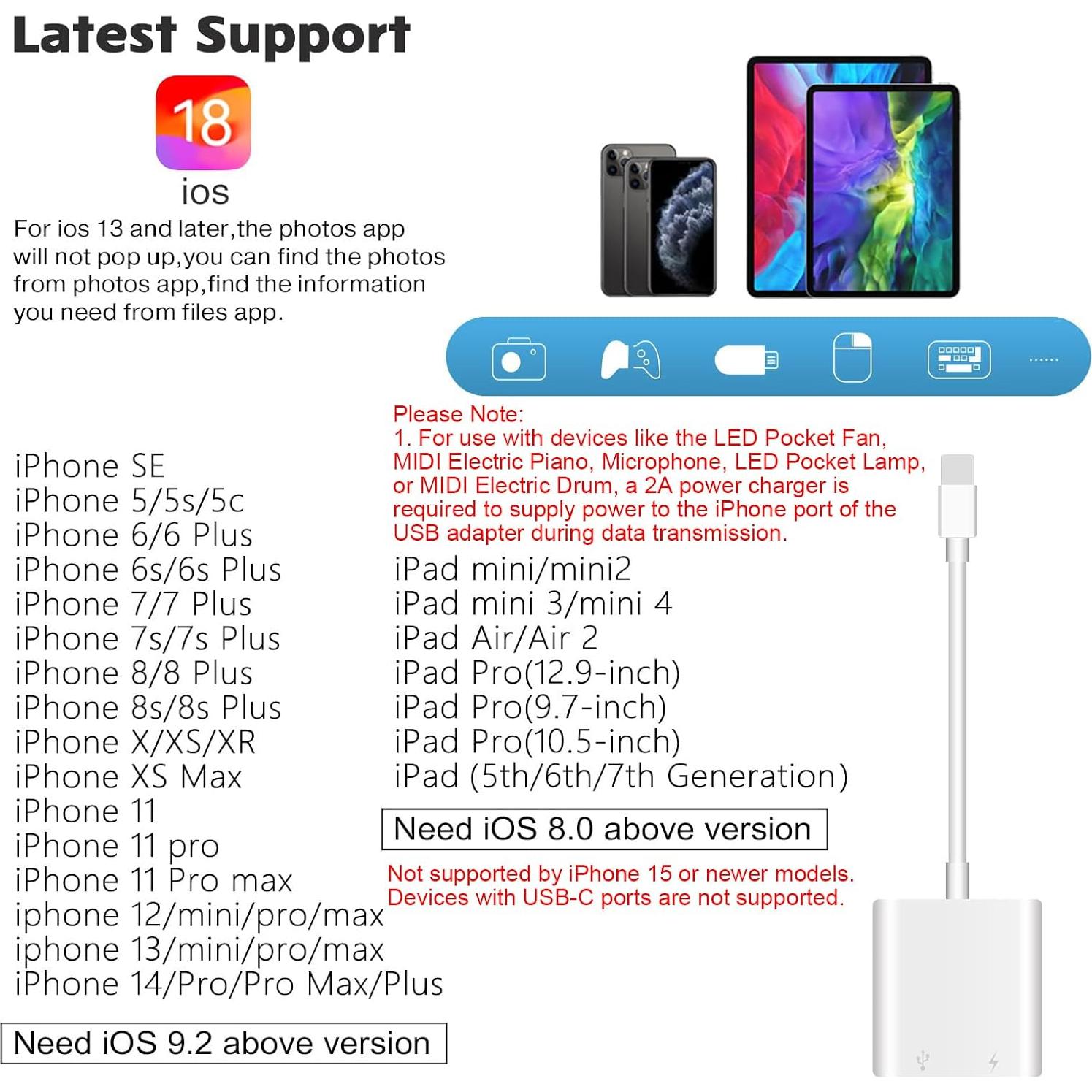 Adaptador USB SUNTRSI OTG para iPhone/iPad - Carga y Transferencia