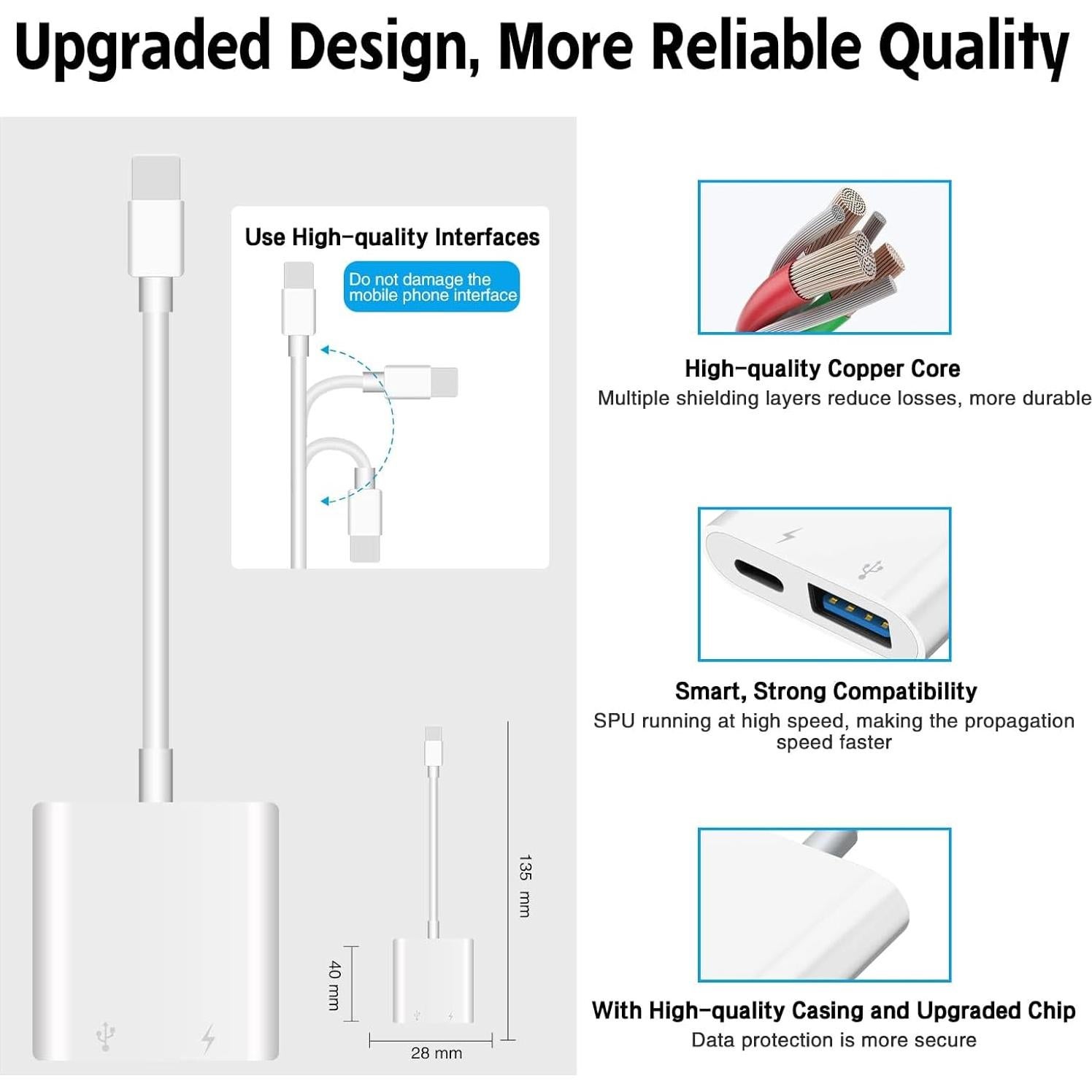 Adaptador USB SUNTRSI OTG para iPhone/iPad - Carga y Transferencia
