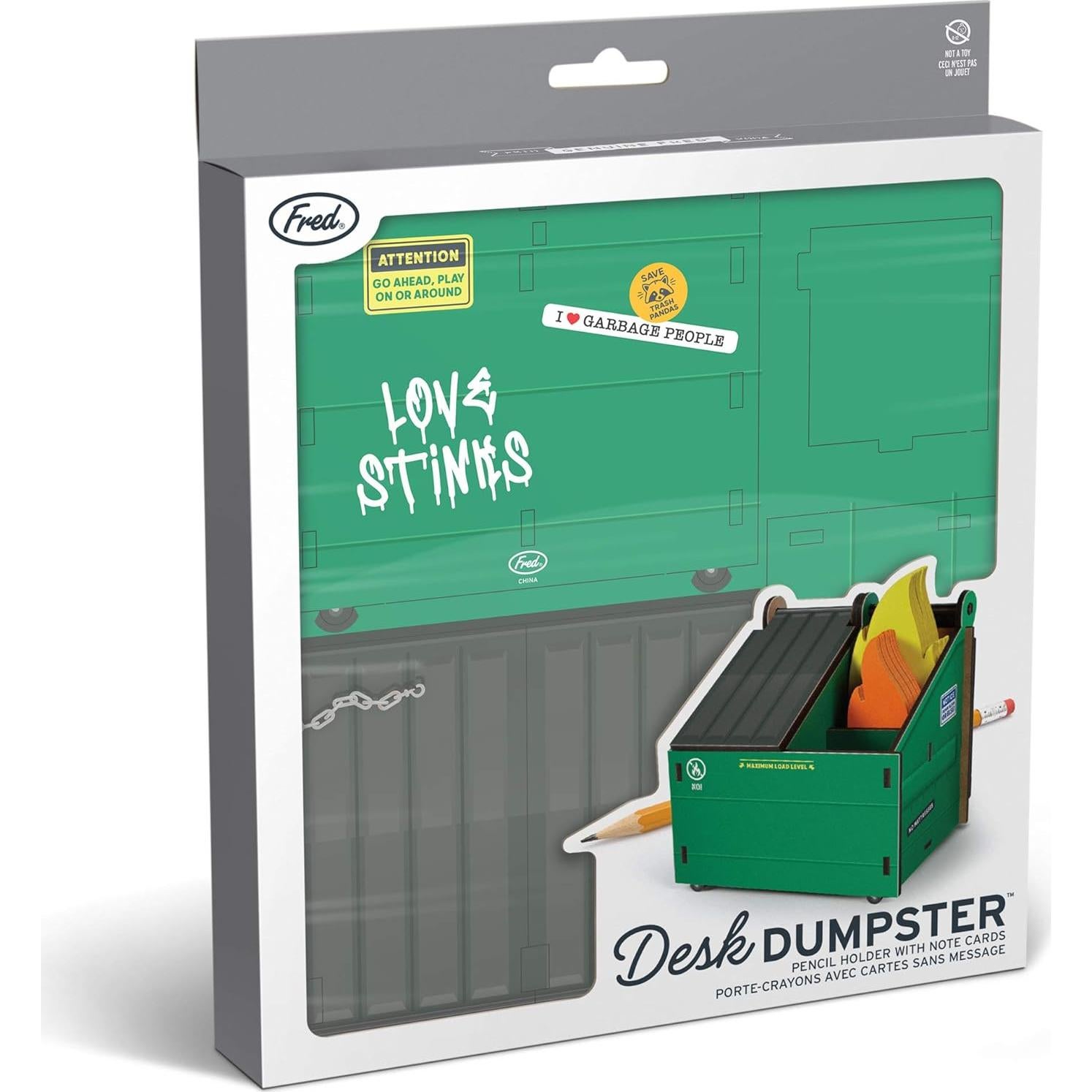 Soporte para lápices Genuine Fred Desk Dumpster con 100 notas