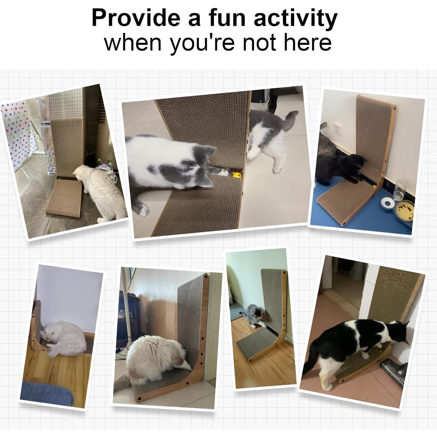 Rascador para Gatos FUKUMARU en Forma de L 47.4 cm con Juguete