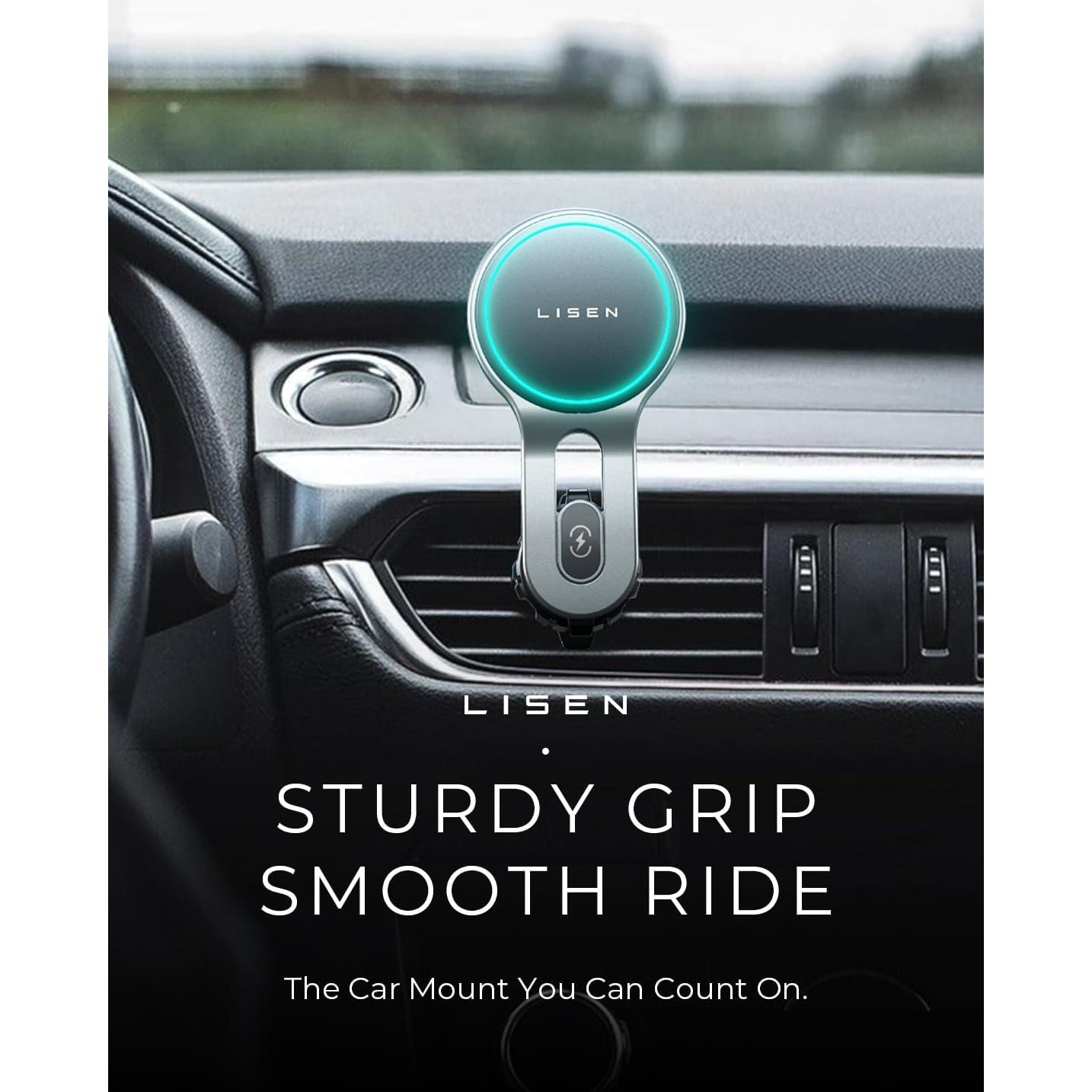 Cargador Inalámbrico MagSafe LISEN para iPhone 17 Auto Plata