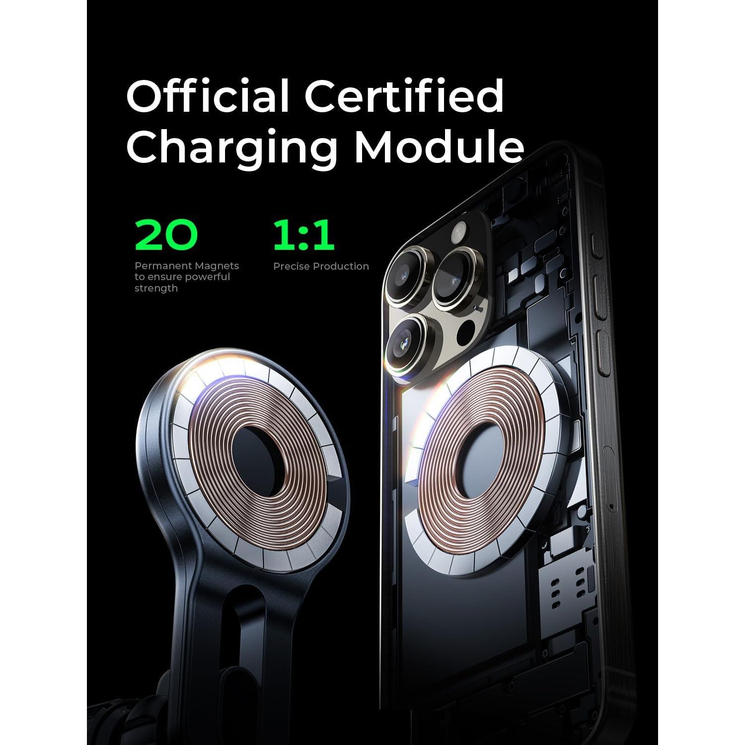 Cargador Inalámbrico MagSafe LISEN para iPhone 17 Auto Plata