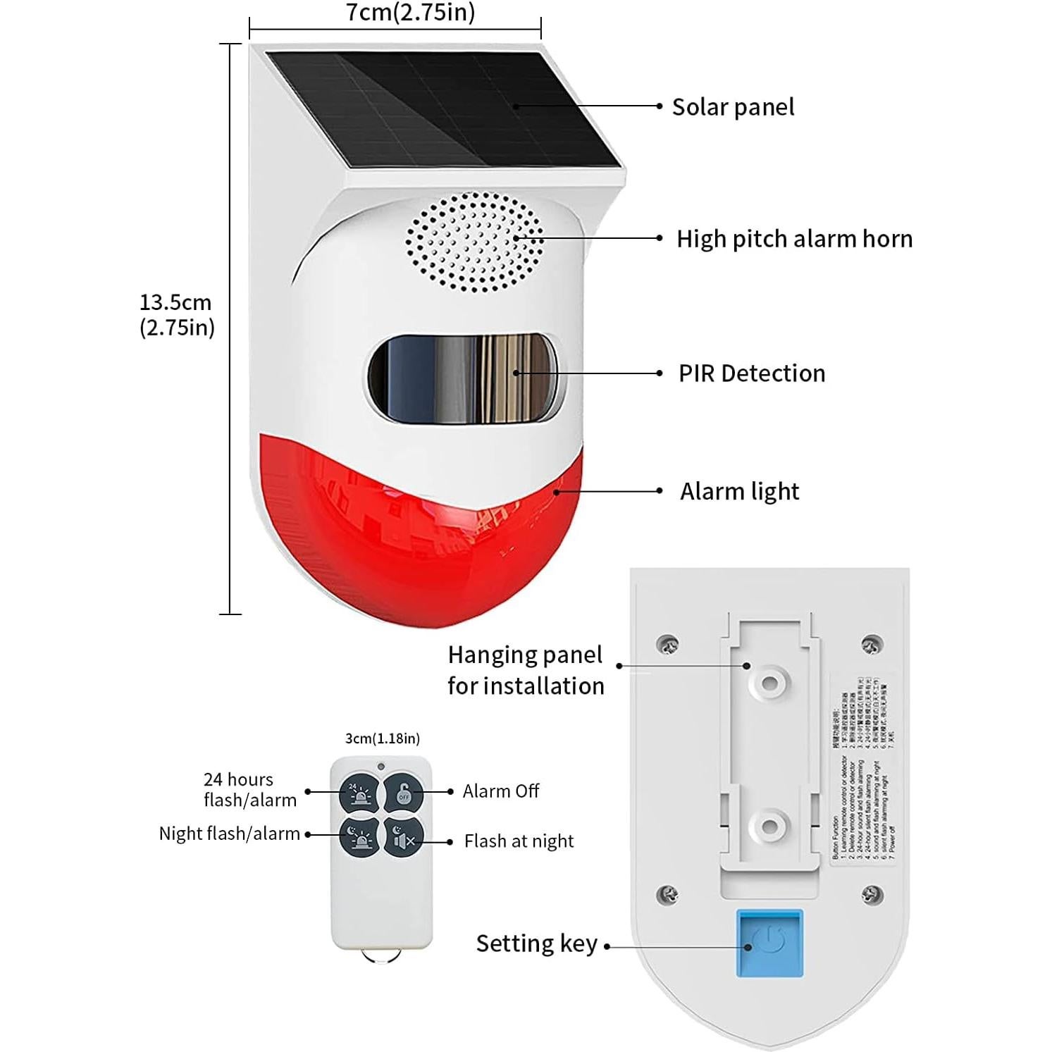 Alarma de Movimiento Solar ChunHee IP67 129dB Ajustable
